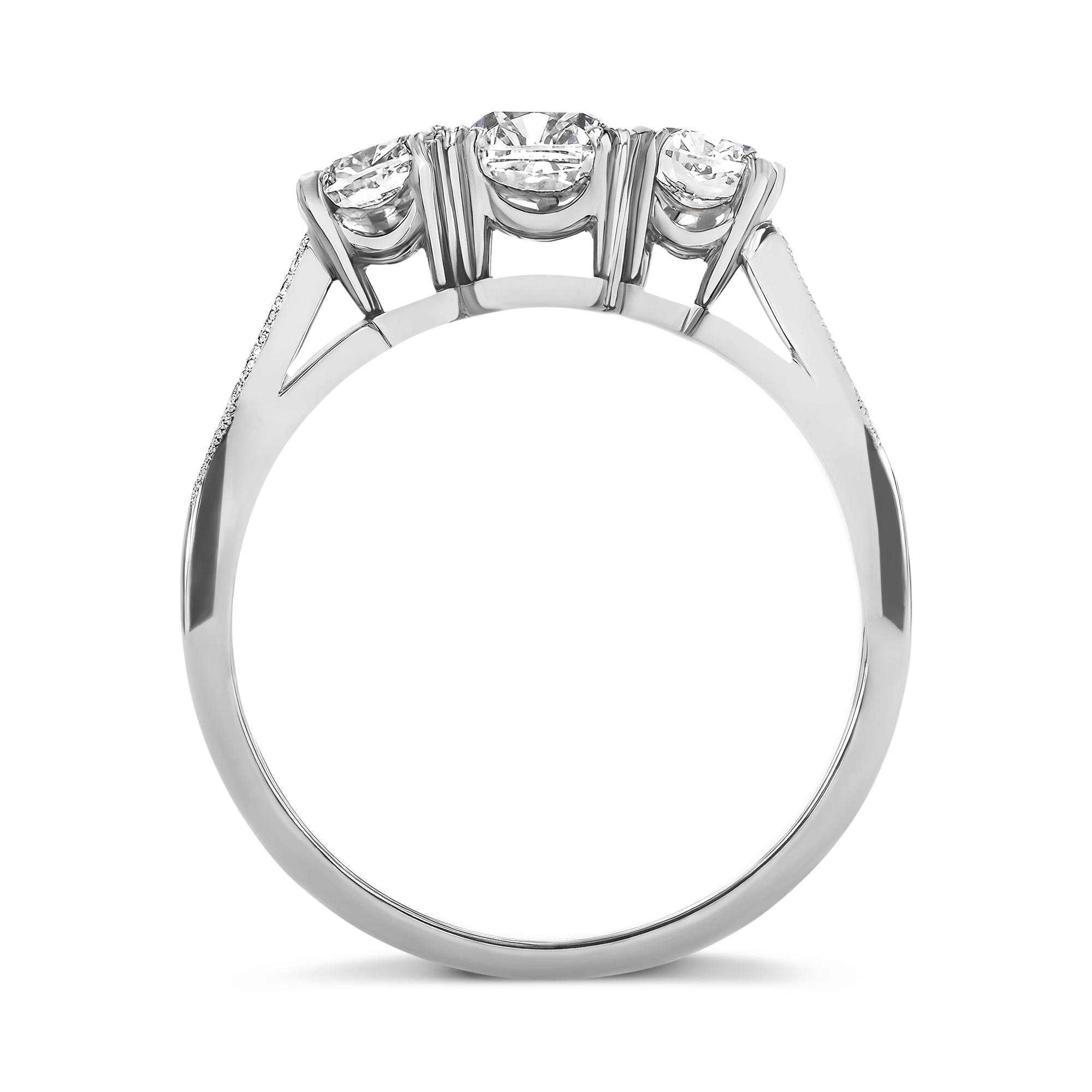 Imperial 1.70ct Diamond Three Stone Ring Cushion Cut, Claw Set_3