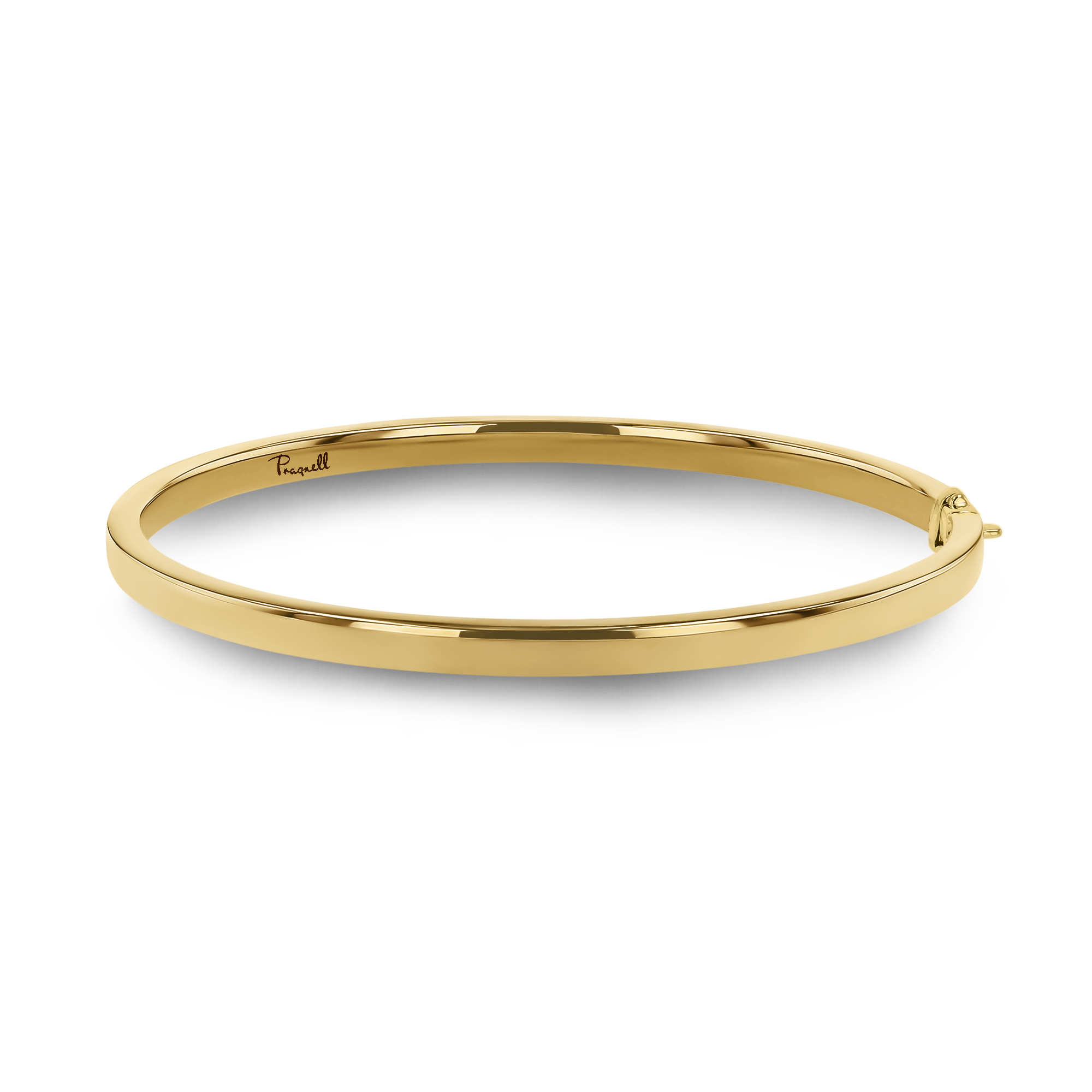 Plain Polished 4mm Square Edged Oval Bangle _1