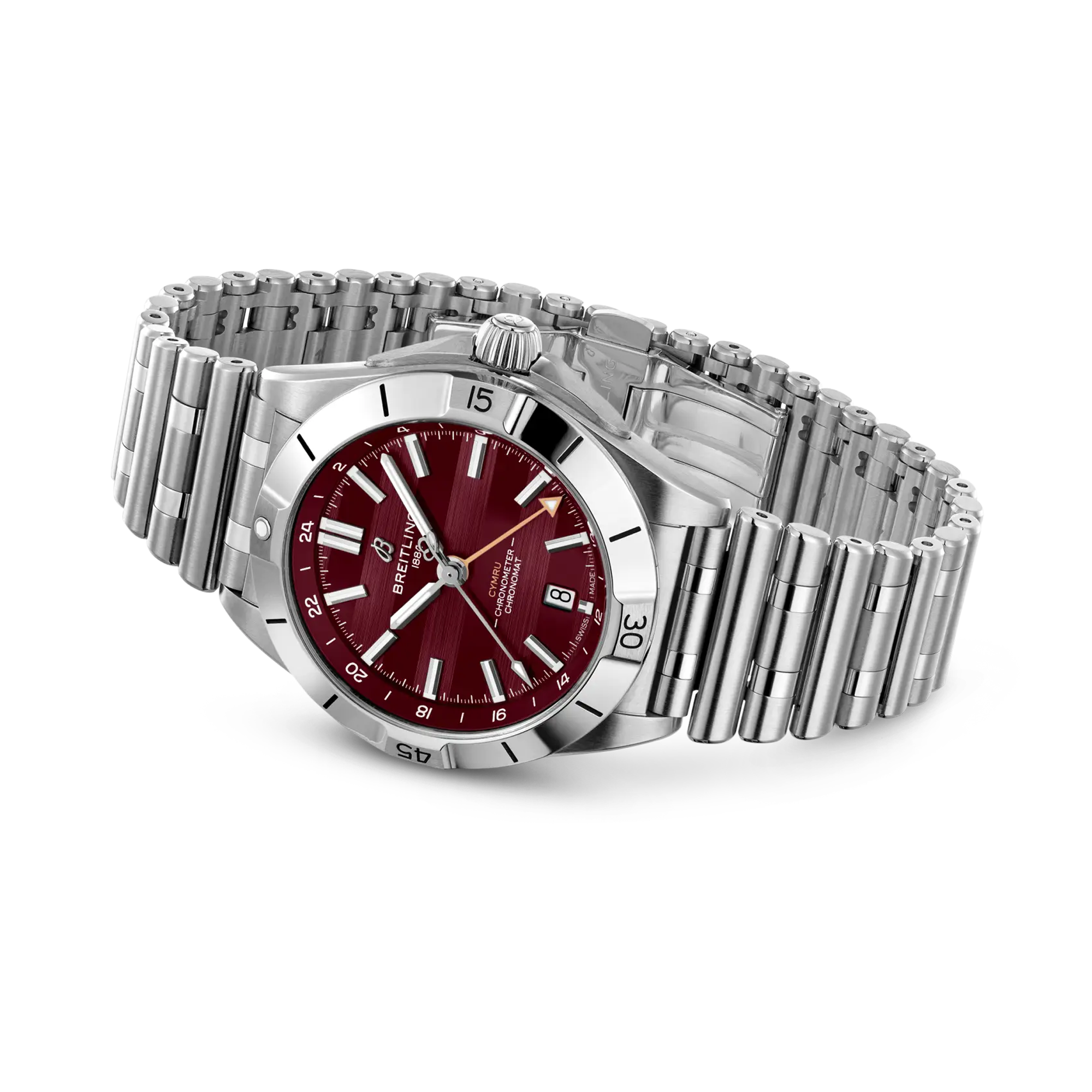 Breitling Chronomat Automatic GMT 40 Six Nations Wales 40mm, Red Dial, Baton Numerals_3