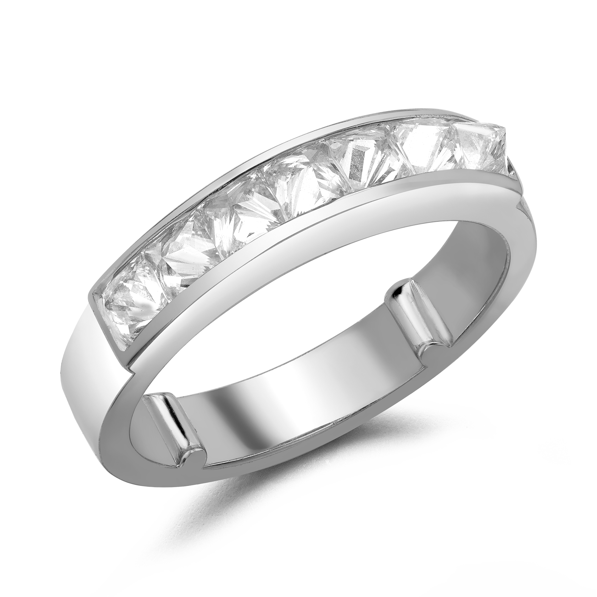 RockChic 1.21ct Diamond Domed Half Eternity Ring Inverted Princess Cut, Channel Set_1
