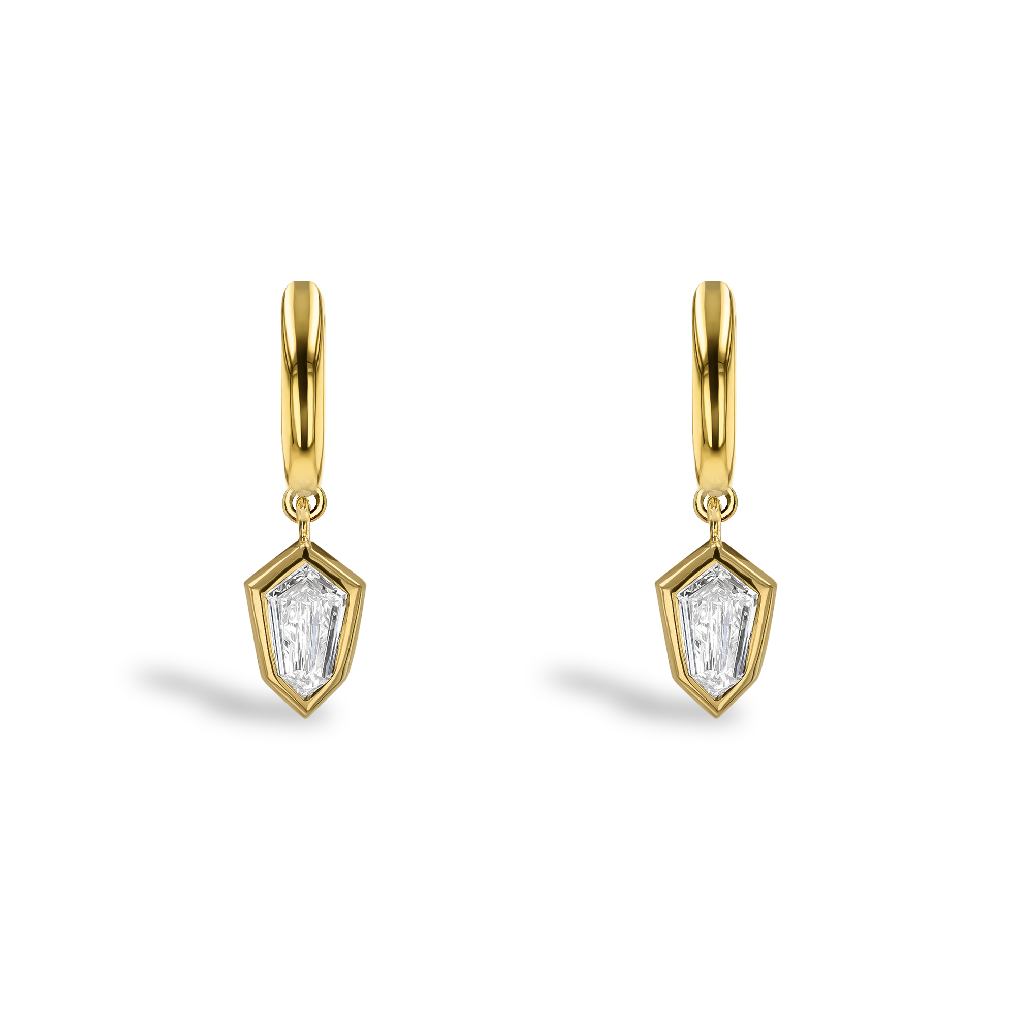 Kite Cut 0.59ct Diamond Drop Earrings Kite Cut, Rubover Set_2