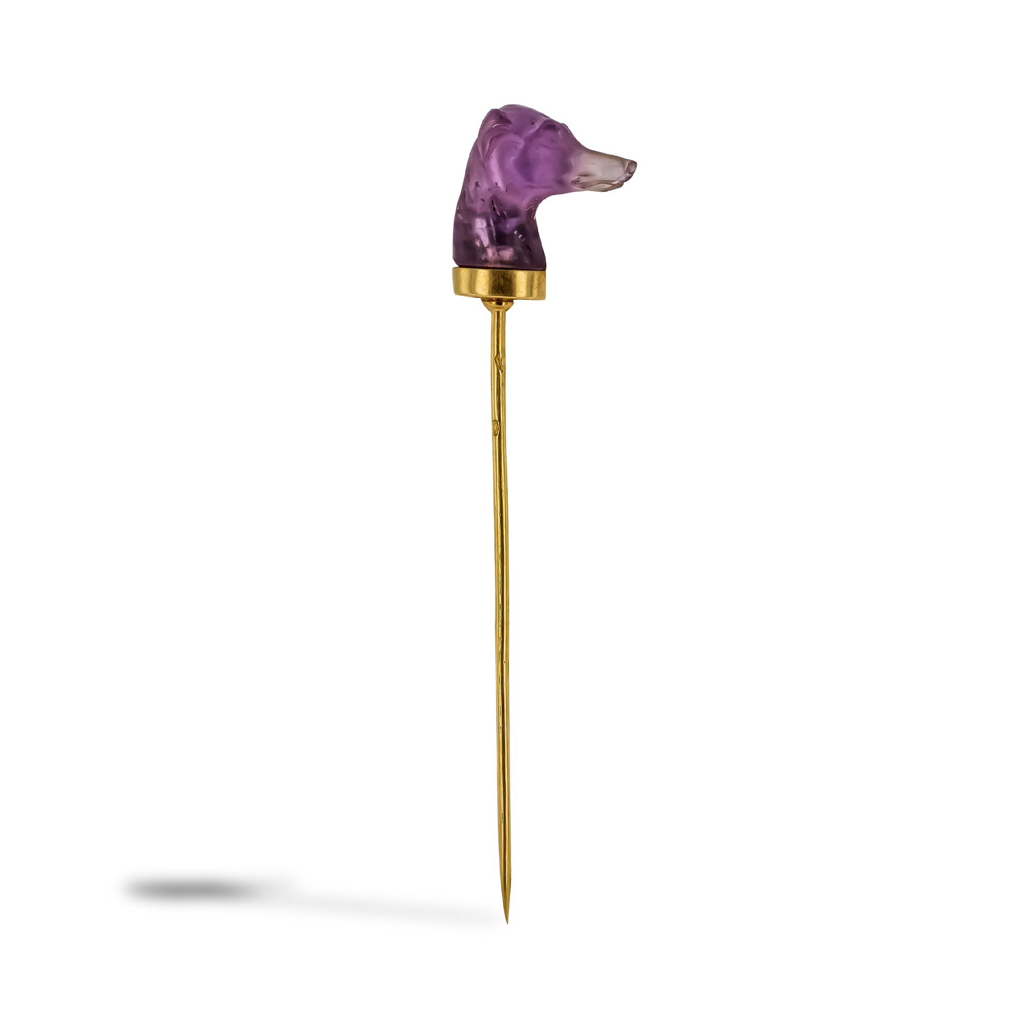 Belle Epoque Amethyst Greyhound Head Stick Pin _1