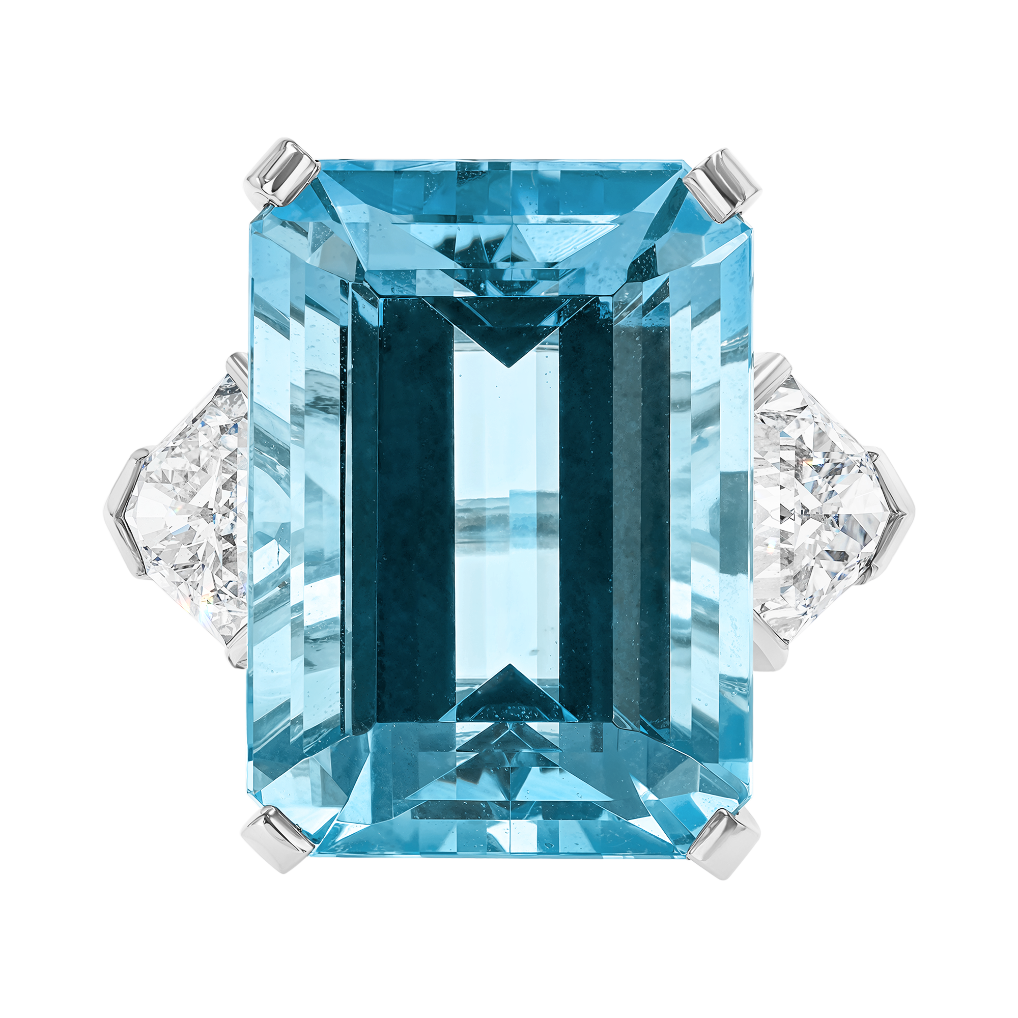 Octagonal Cut 24.60ct Aquamarine and Diamond Ring Octagonal Cut, Claw Set_2