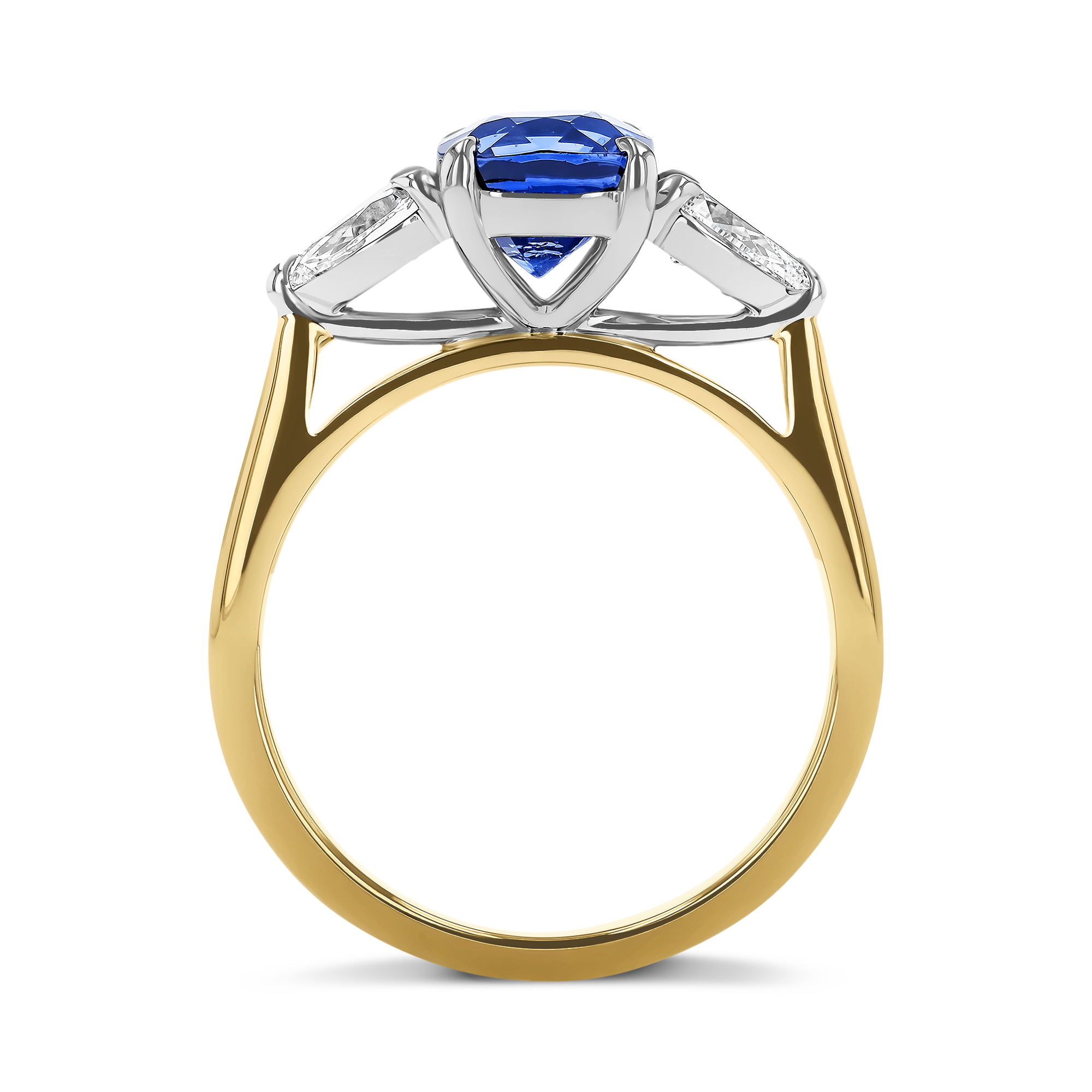 Cushion Cut 1.96ct Sapphire and Diamond Ring Cushion modern cut, Claw set_3