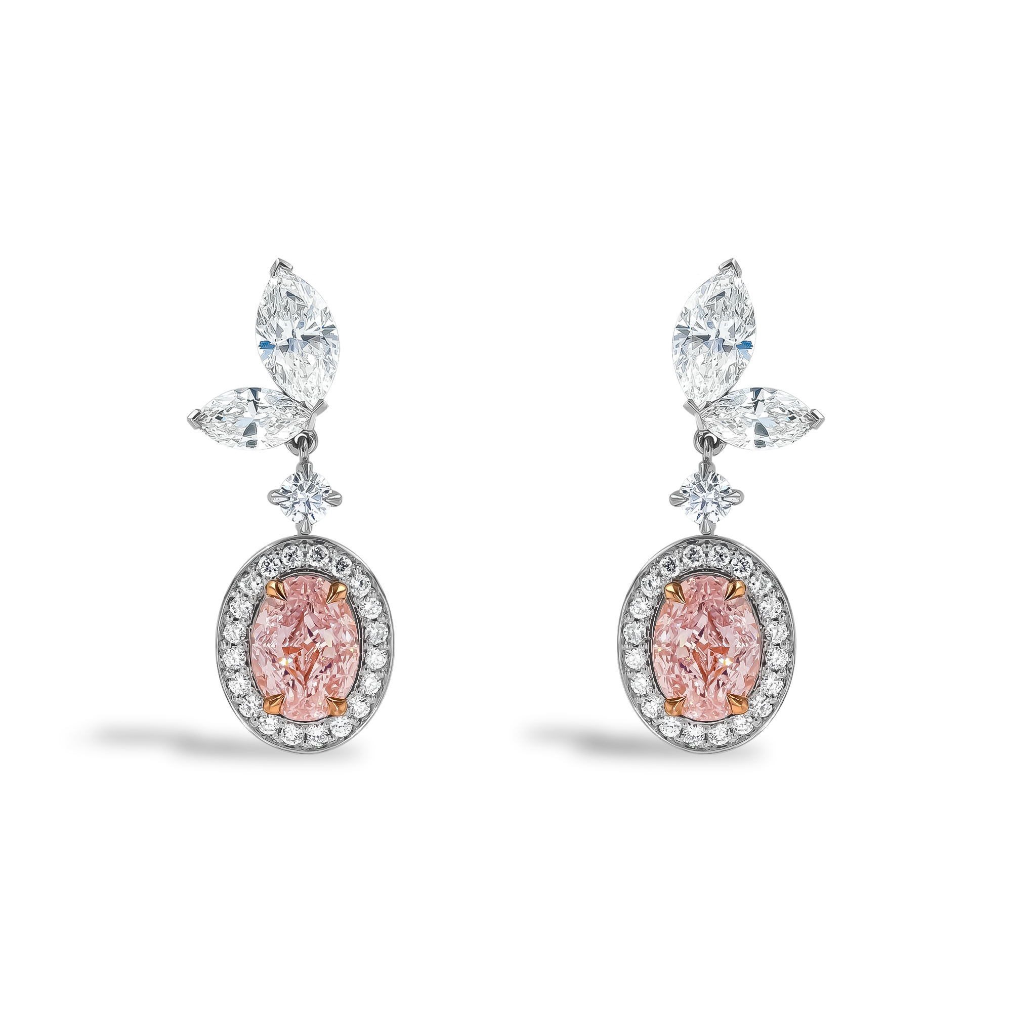 Masterpiece 2.08ct Pink Diamond Drop Earrings Oval Cut, Claw Set_1