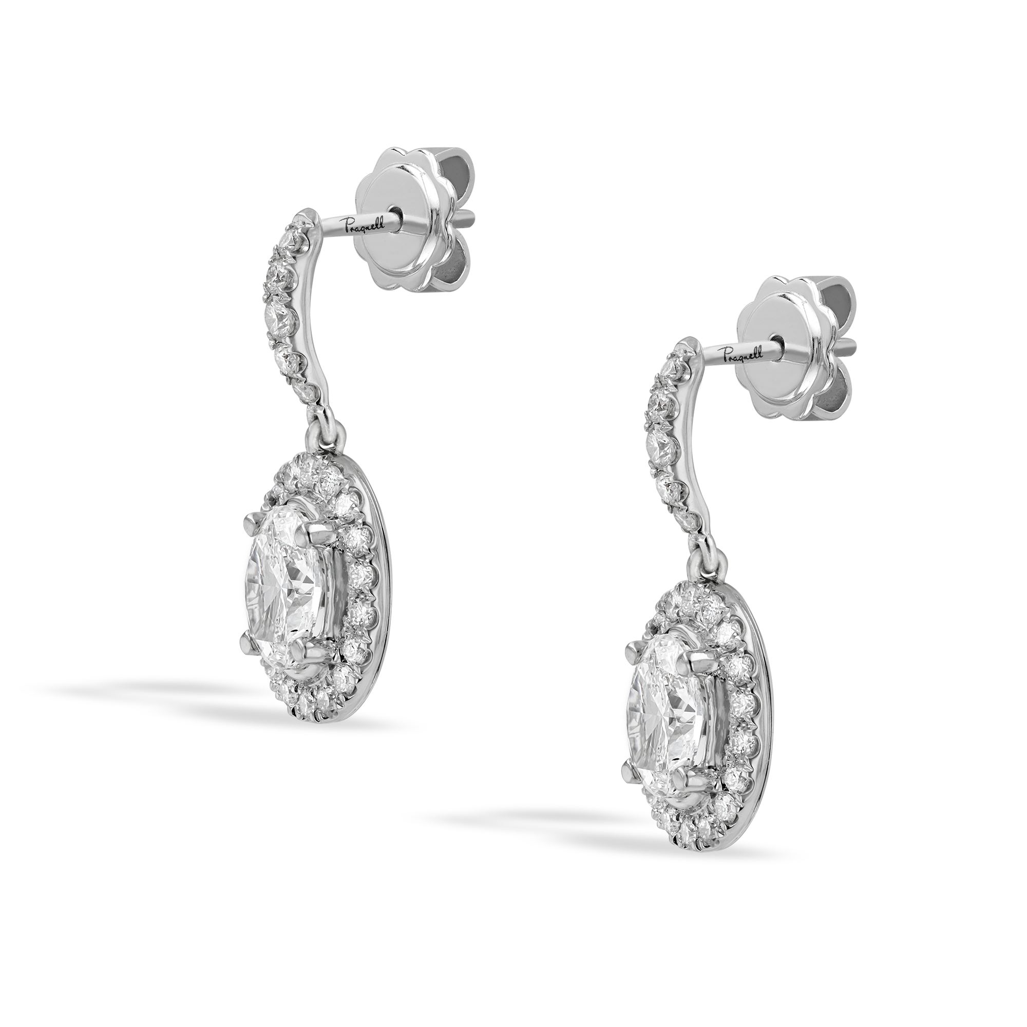 Celestial 1.00ct Oval Cut Diamond Drop Earrings Oval Cut, Claw Set_2