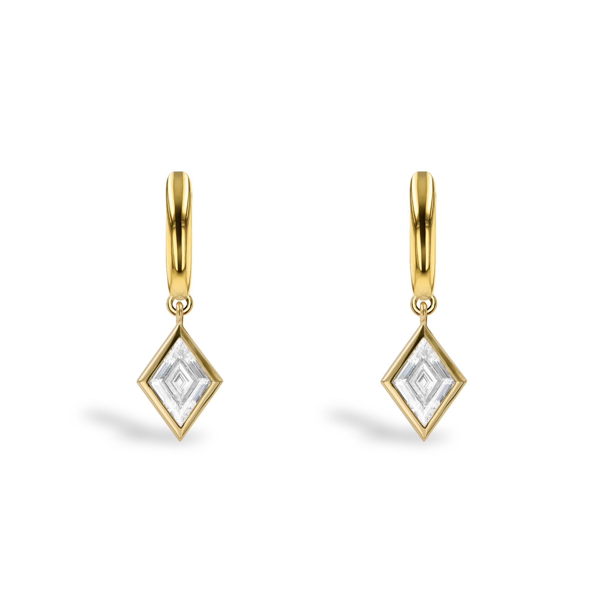 Lozenge Cut 1.33ct Diamond Drop Earrings Lozenge Cut, Rubover Set_2