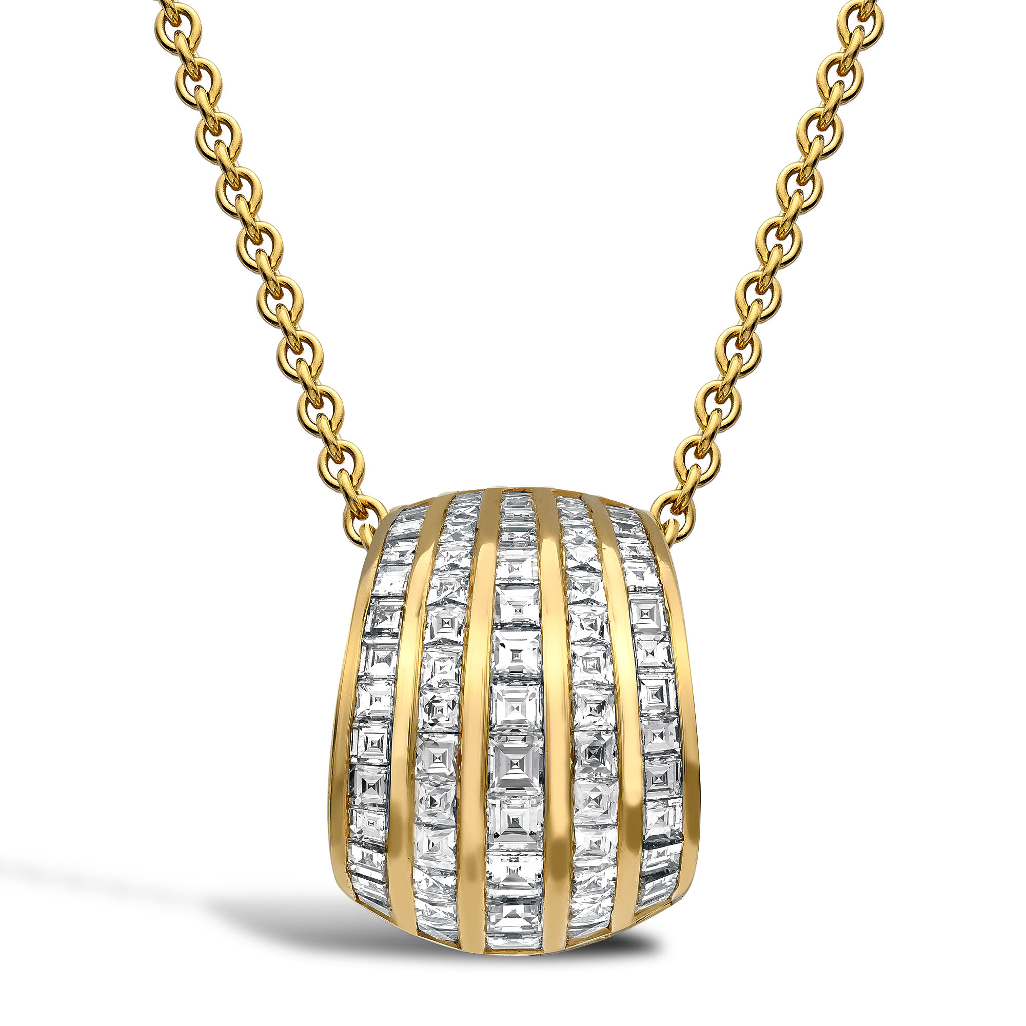 Manhattan Five Row Diamond Pendant Carre & French Cut, Channel Set_1