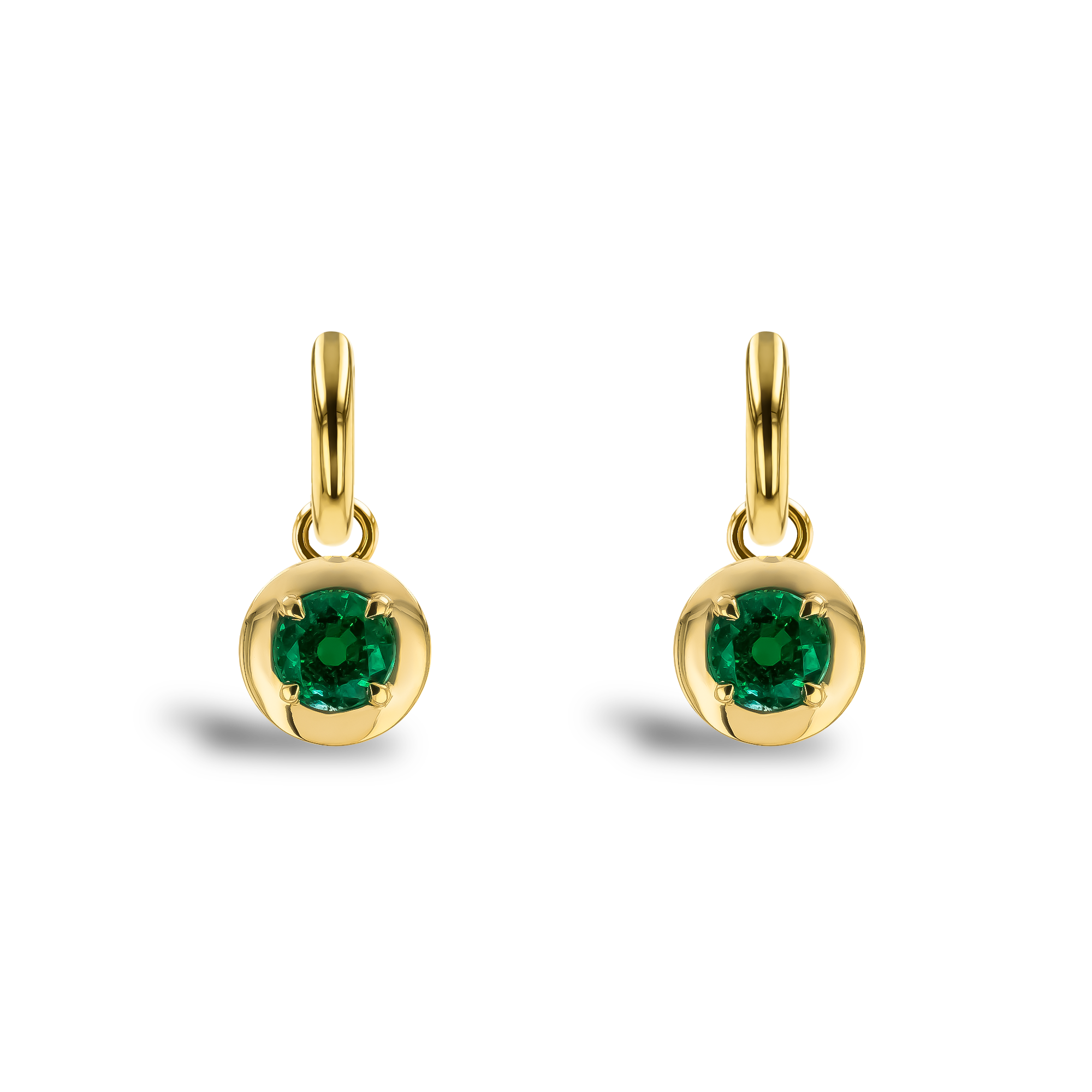 Skimming Stone Brilliant Cut 1.05ct Emerald Drop Earrings Brilliant cut, Claw set_2