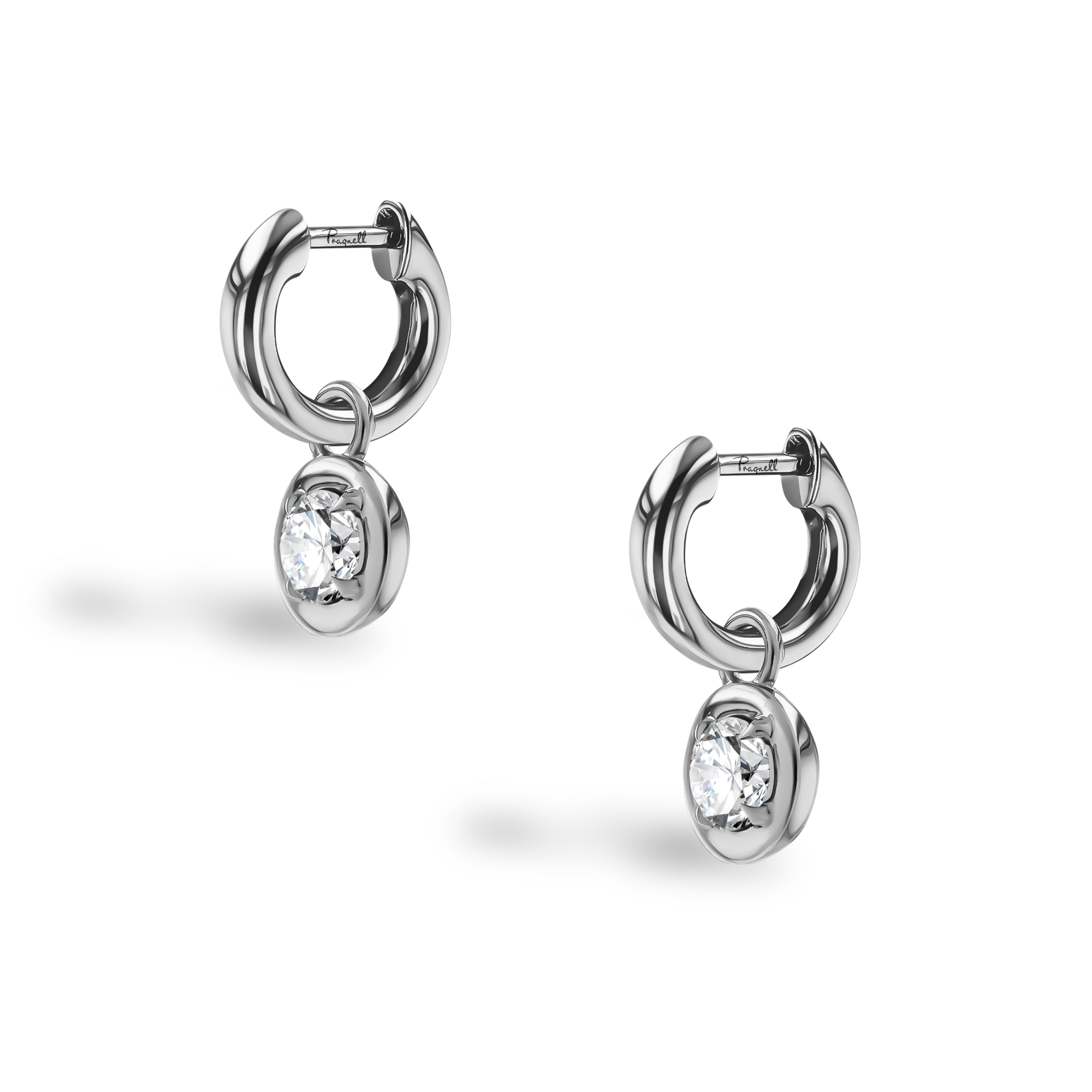 Skimming Stone 1.00ct Botswana Diamond Drop Hoop Earrings Brilliant cut, Claw set_3