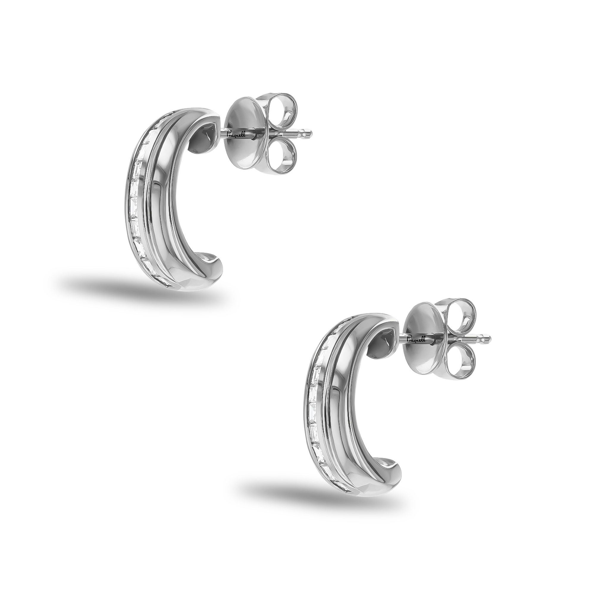 Manhattan 0.49ct Single Row Diamond Huggie Earrings Carre Cut, Channel Set_2