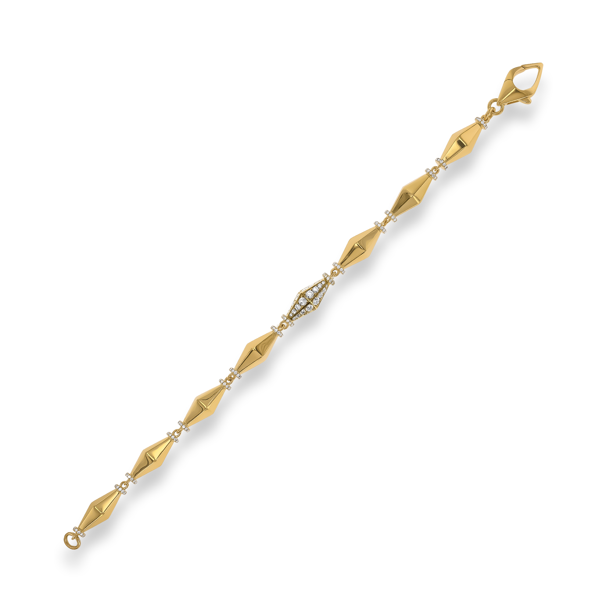 Cleopatra 1.921ct Diamond Gold Faceted Barrel Link Bracelet Brilliant cut, Claw set_2