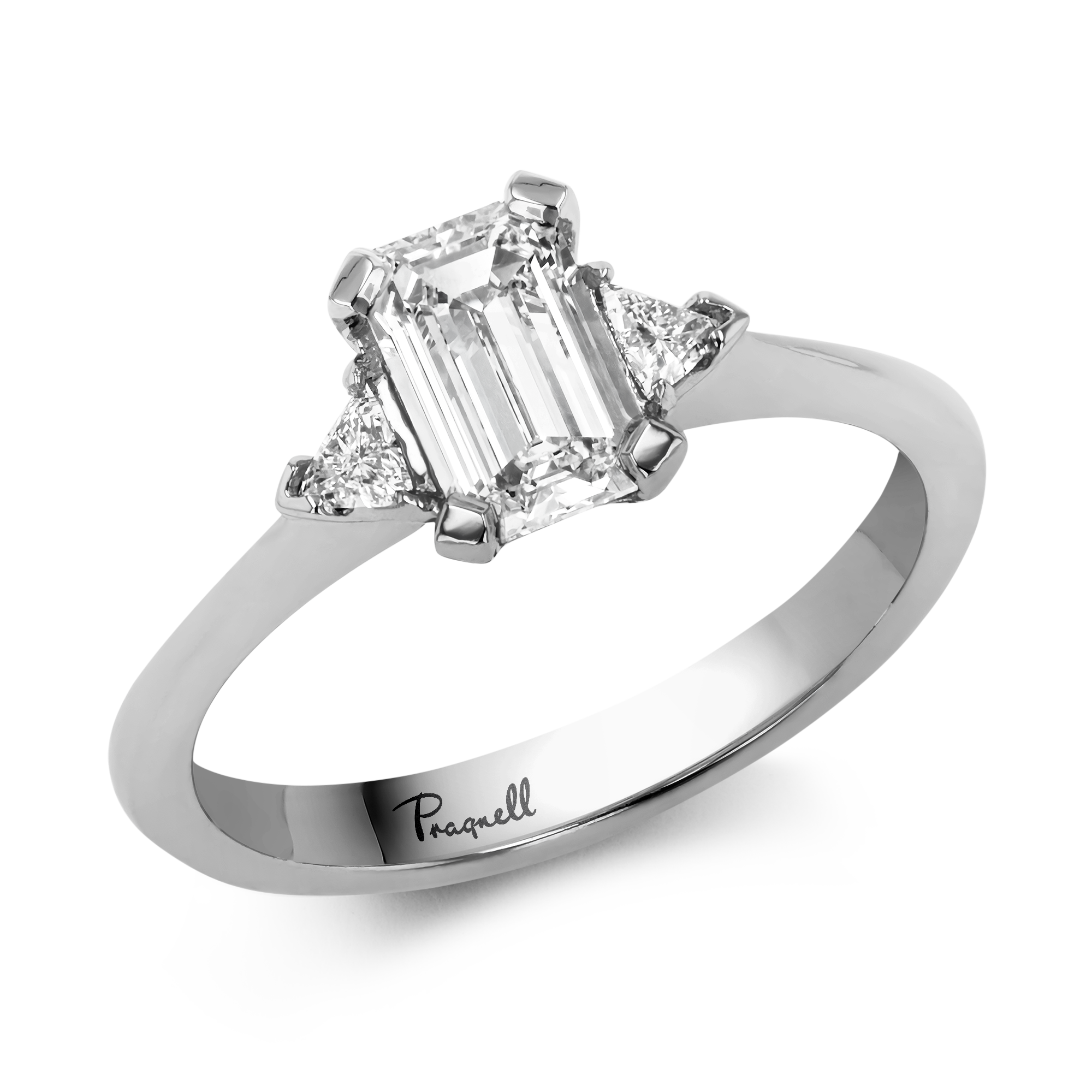 Classic 0.66ct Diamond Three Stone Ring Emerald Cut, Claw Set_1