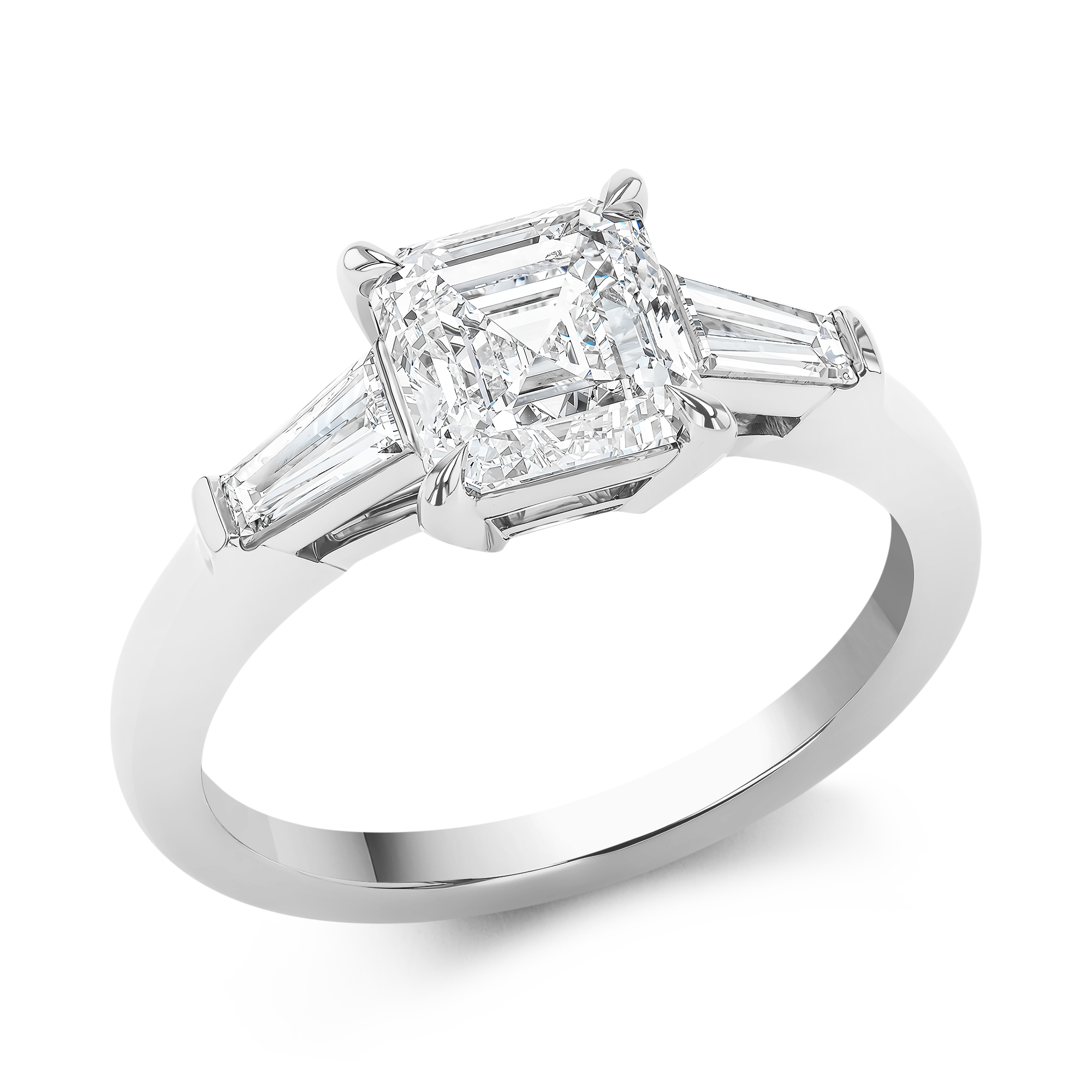 Asscher Cut 1.70ct Diamond Ring Asscher & Baguette Cut, Claw Set_1