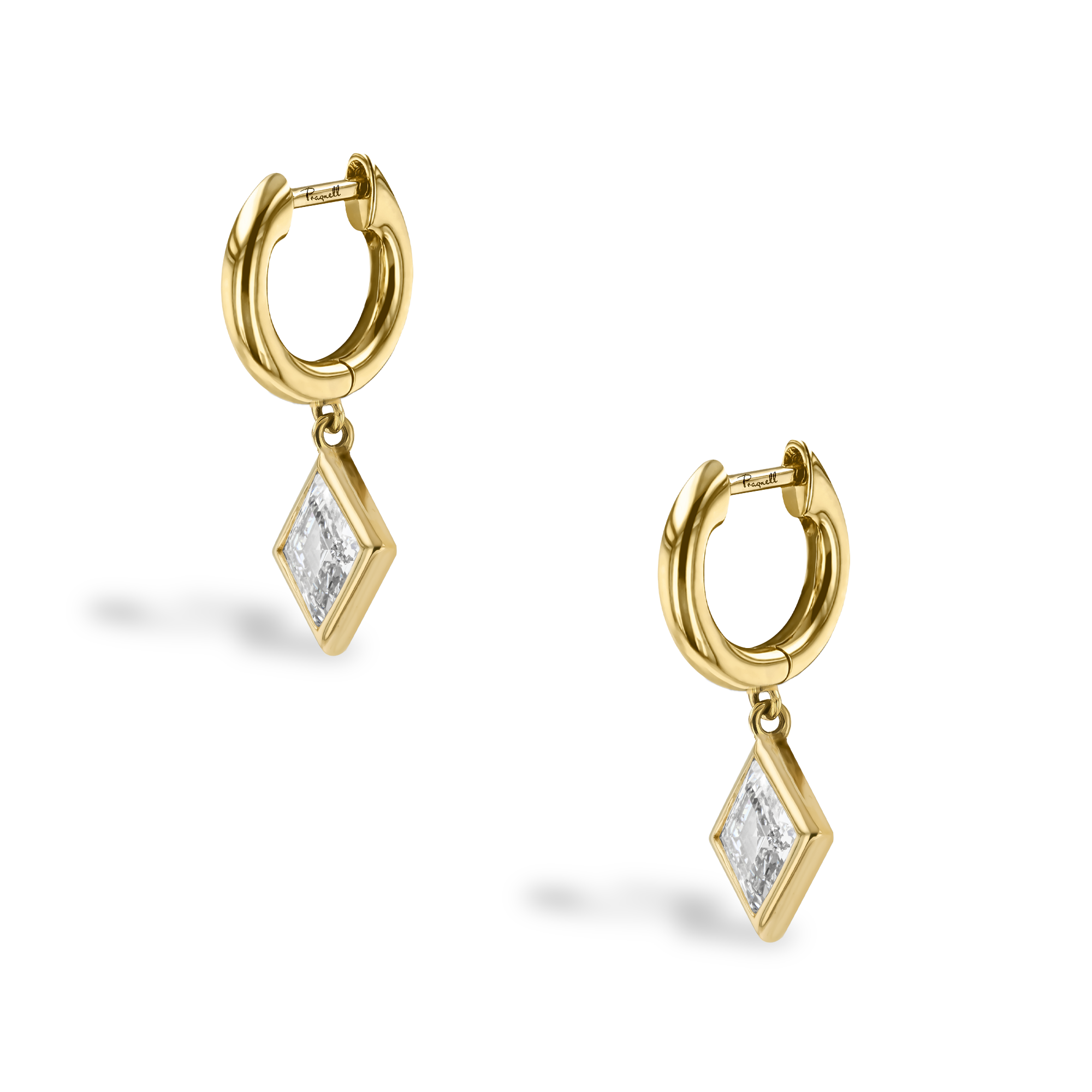 Lozenge Cut 1.12ct Diamond Drop Earrings Lozenge Cut, Rubover Set_3