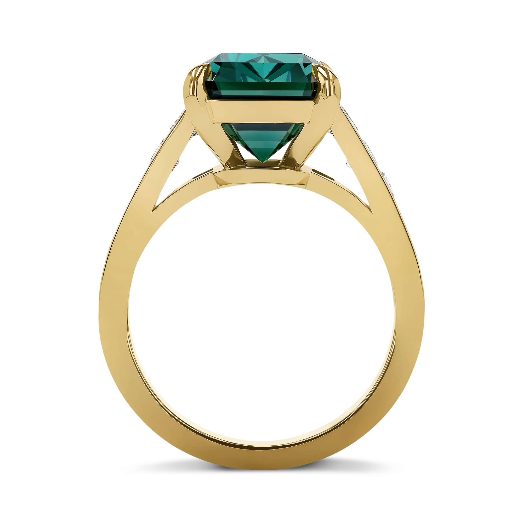 Masterpiece 10.28ct Namibia Tourmaline and Diamond Ring Emerald Cut, Claw Set_3