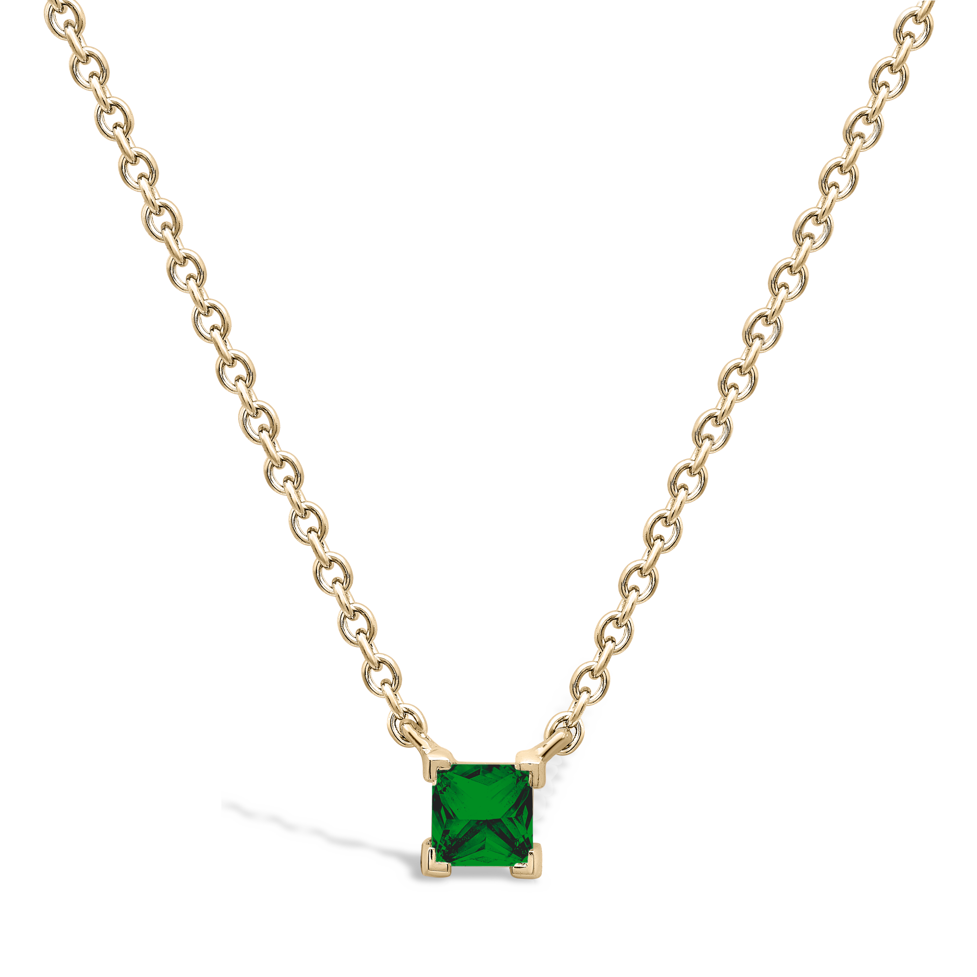 RockChic Emerald Solitaire Necklace Princess Cut, Claw Set_1