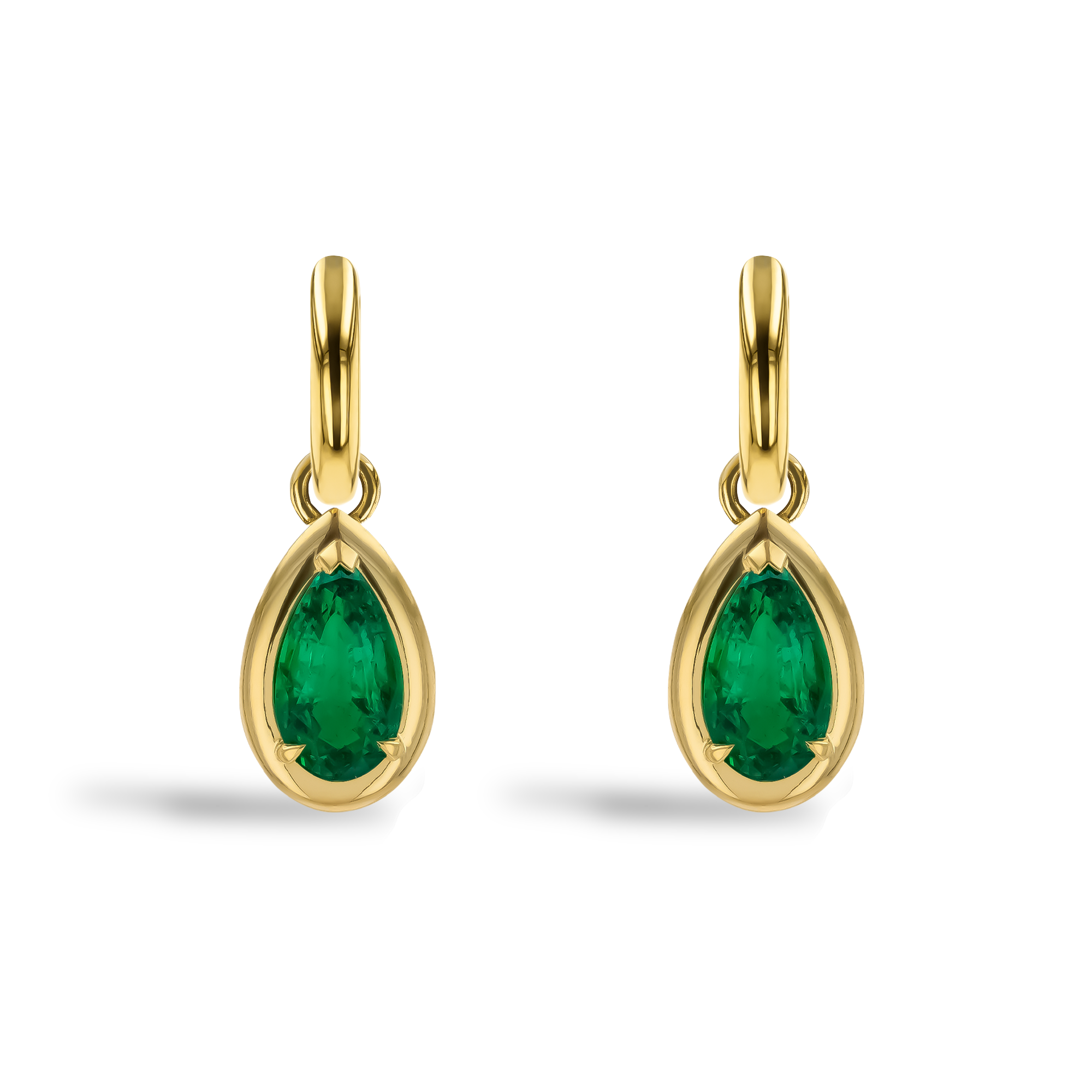 Pear Cut 3.76ct Zambian Emerald and Diamond Drop Earrings Pear Cut, Claw Set_2