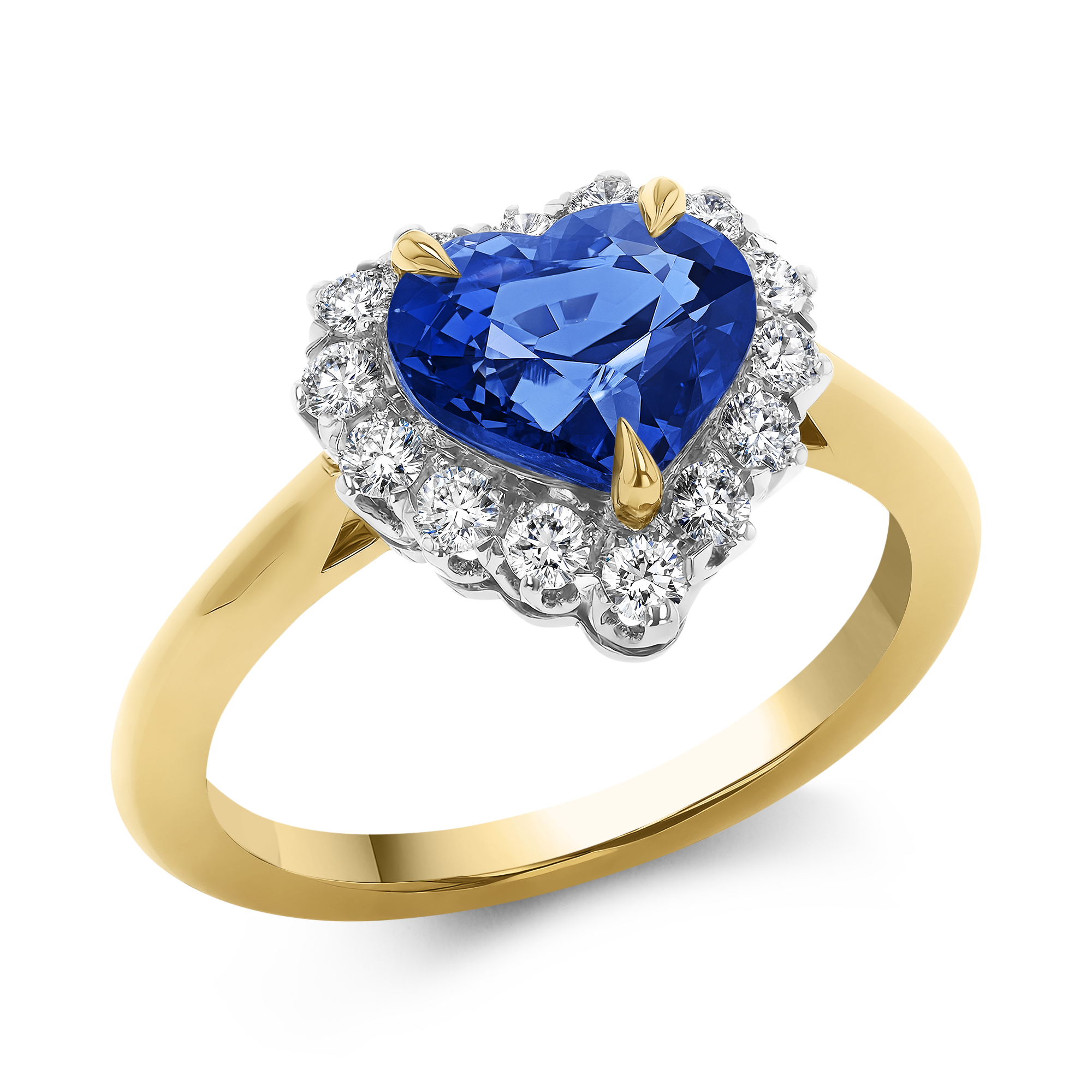 Heartshape 2.54ct Sapphire and Diamond Cluster Ring Heartshape, Claw set_1