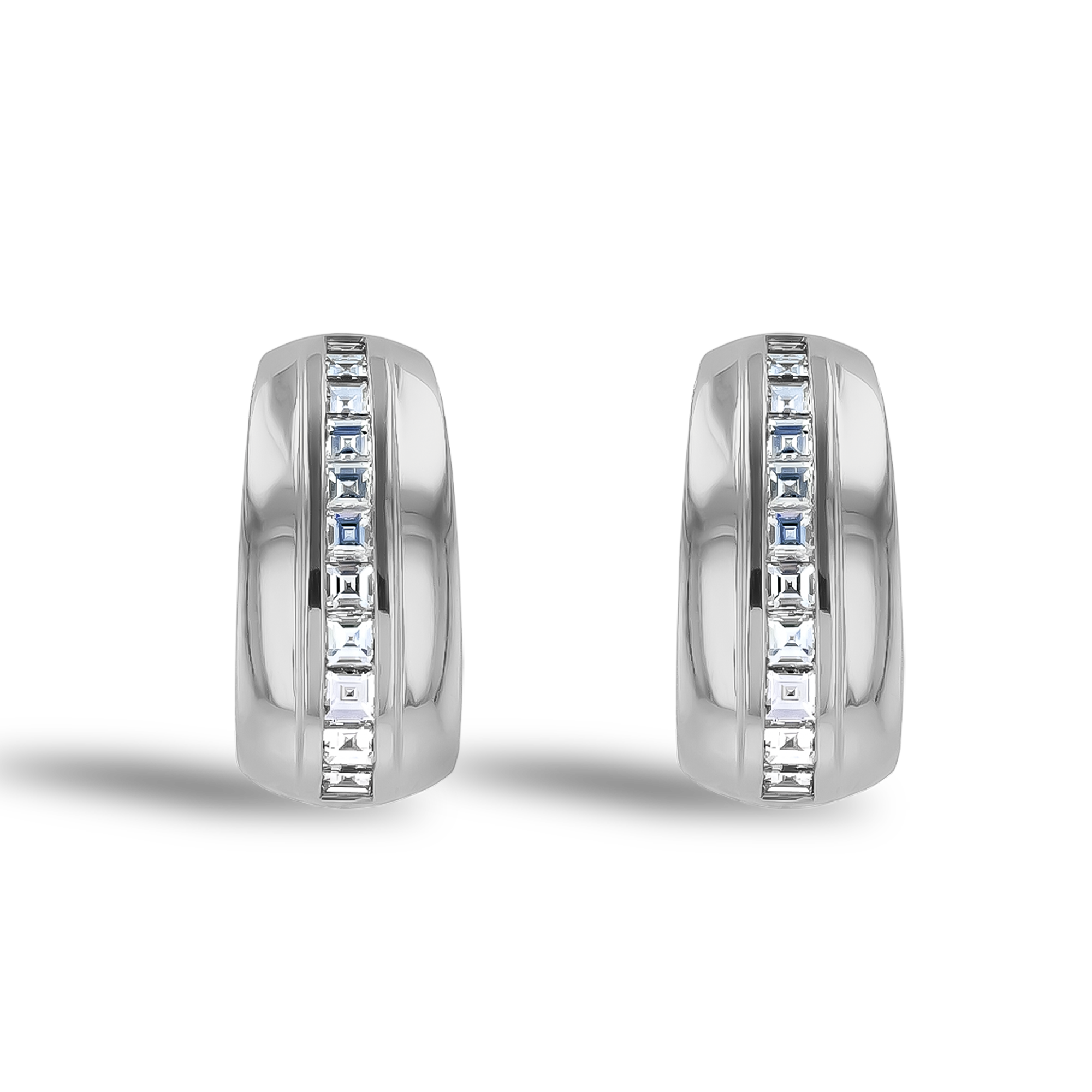 Manhattan 0.49ct Single Row Diamond Huggie Earrings Carre Cut, Channel Set_1