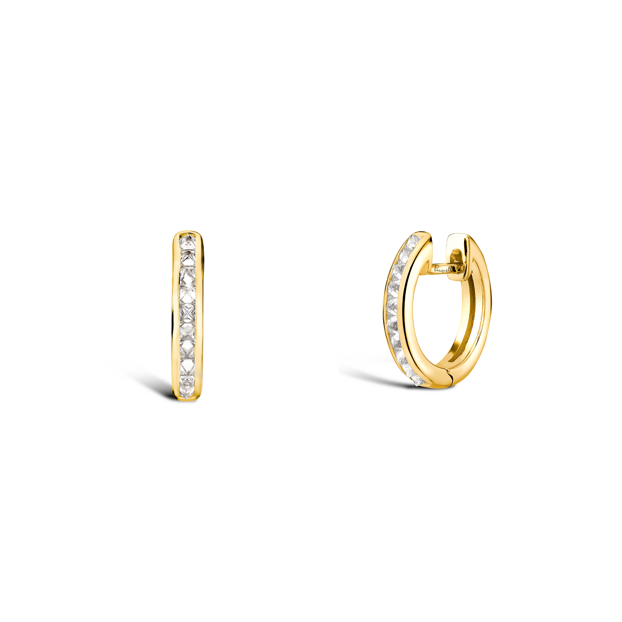 RockChic Diamond Hoop Earrings Princess Cut, Channel Set_1