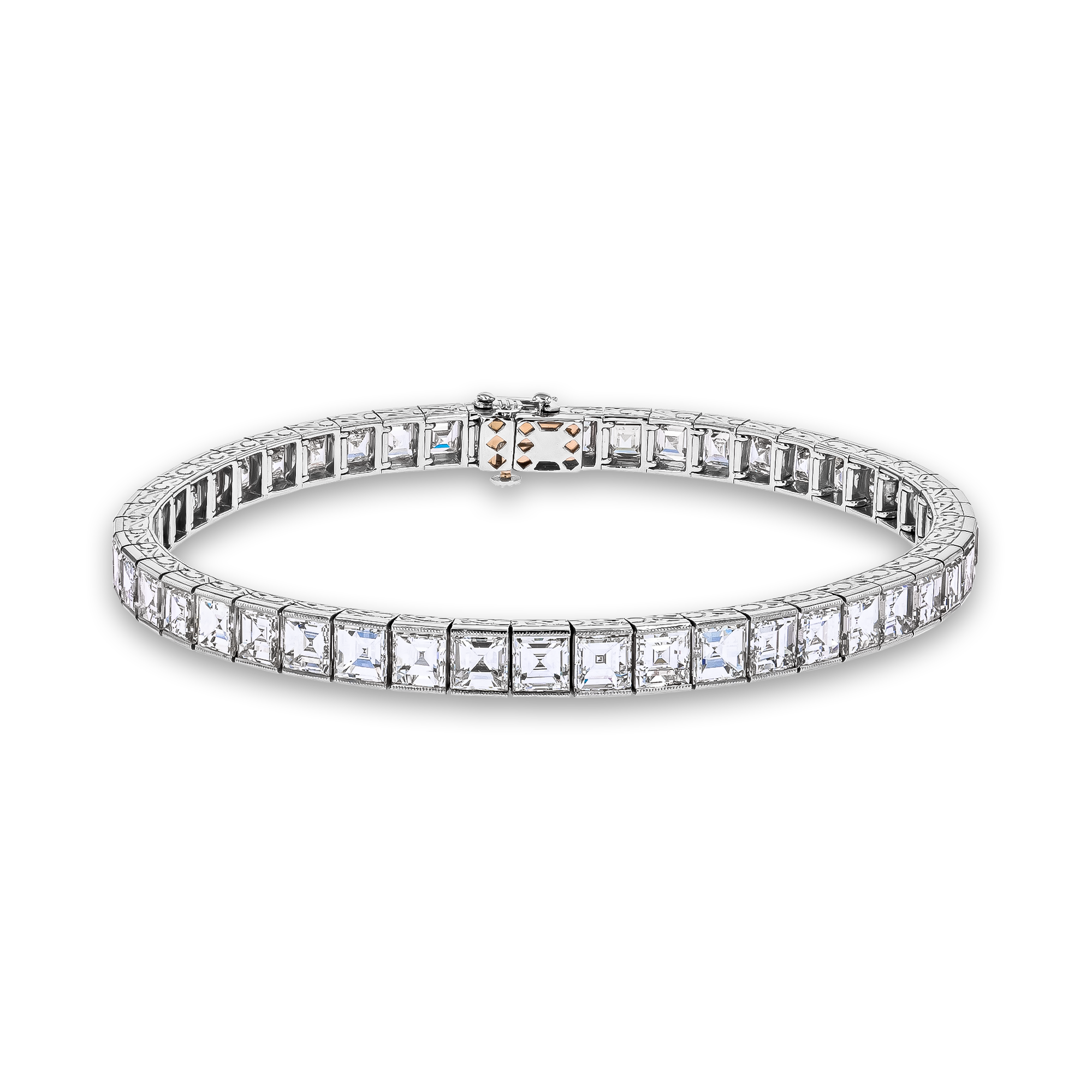 Carré Cut 16.29ct Diamond Line Bracelet Carré Cut, Channel Set_1