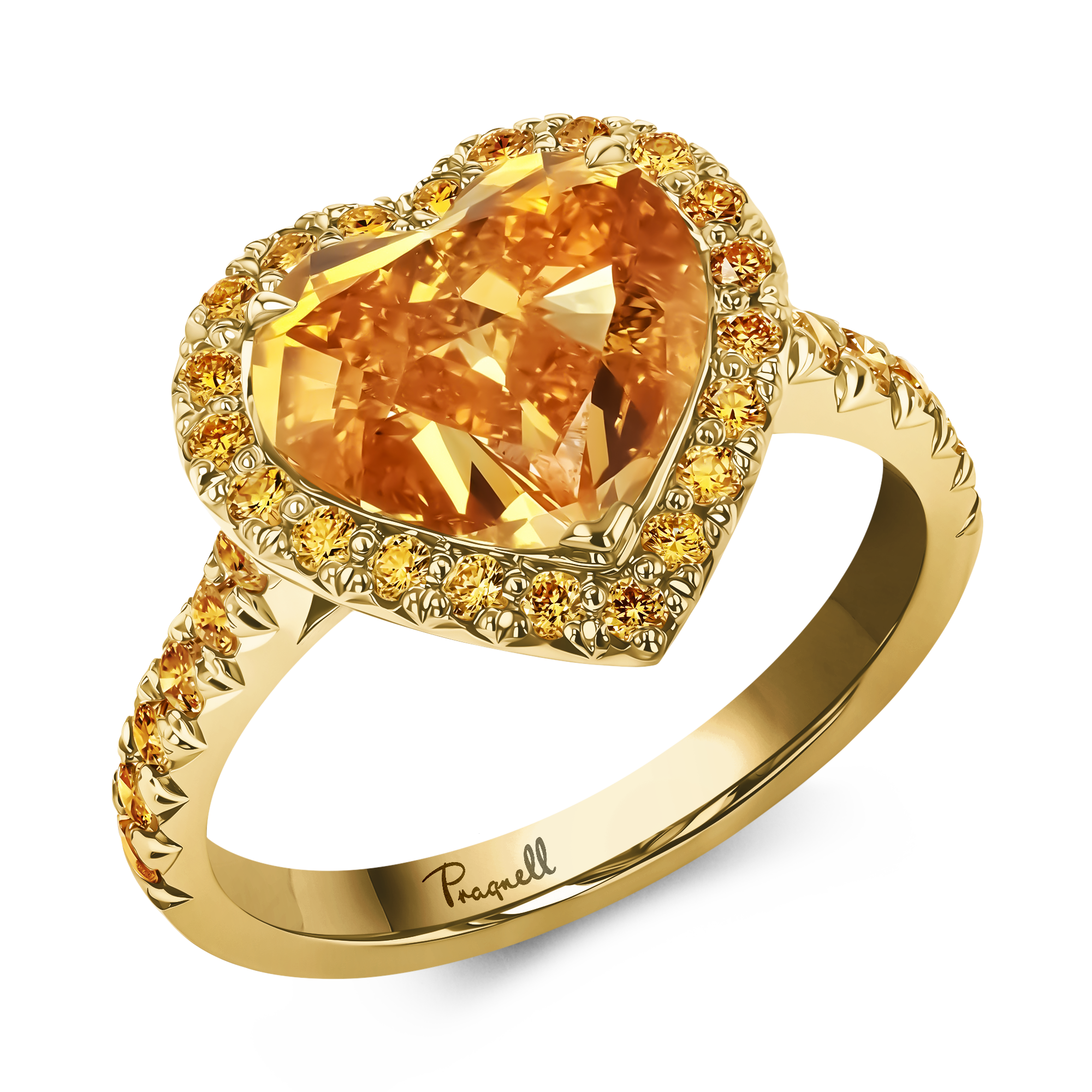 Masterpiece Celestial 2.64ct Fancy Yellow-Orange Diamond Cluster Ring Heartshape, Claw set_1