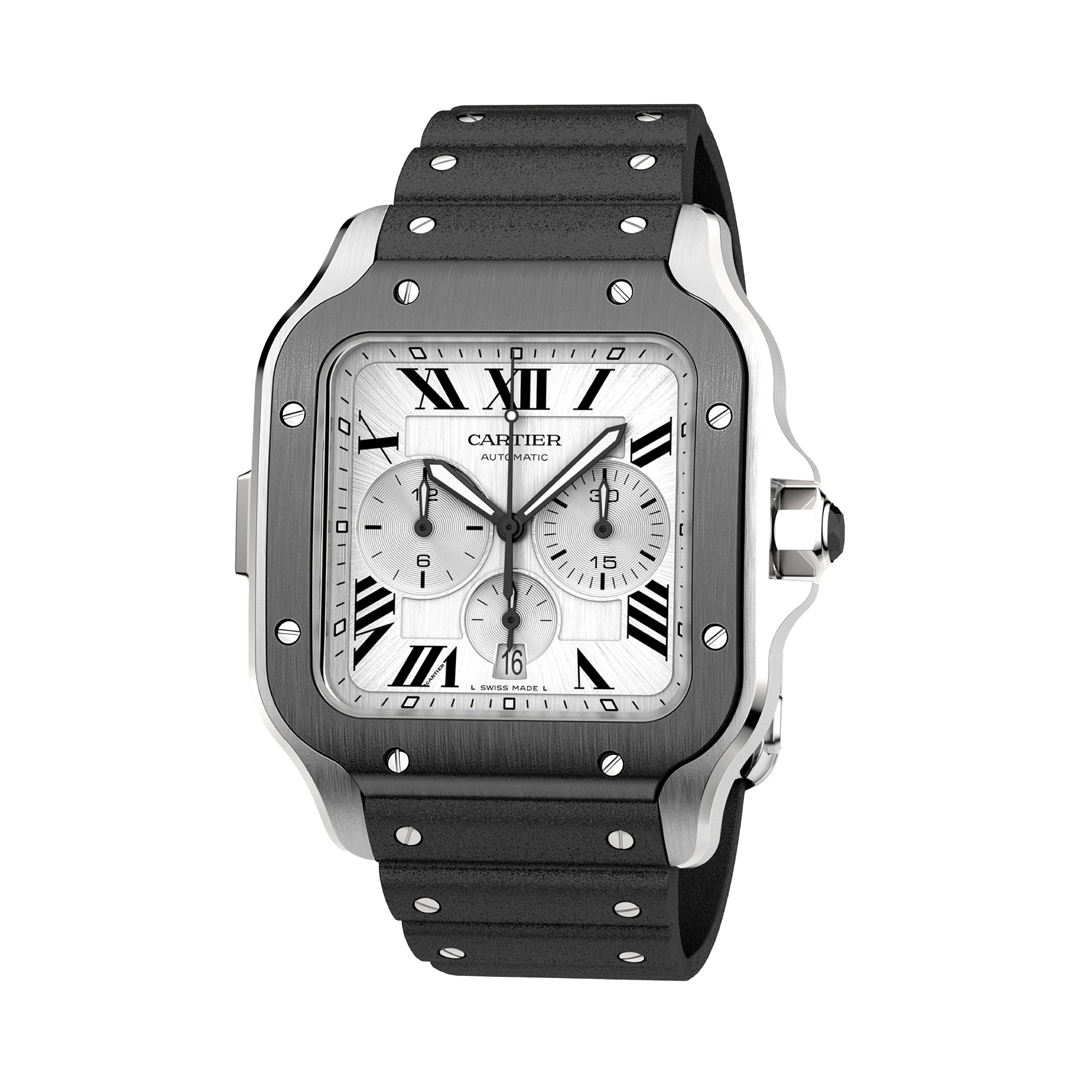 Cartier Santos 51.3mm, Silver Dial, Roman Numerals_2