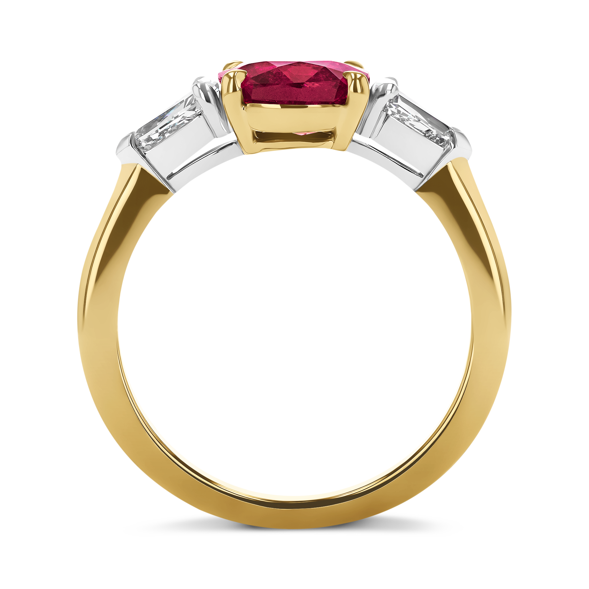 Oval Cut 2.08ct Ruby and Diamond Three Stone Ring Oval & Kite Cut, Claw Set_3