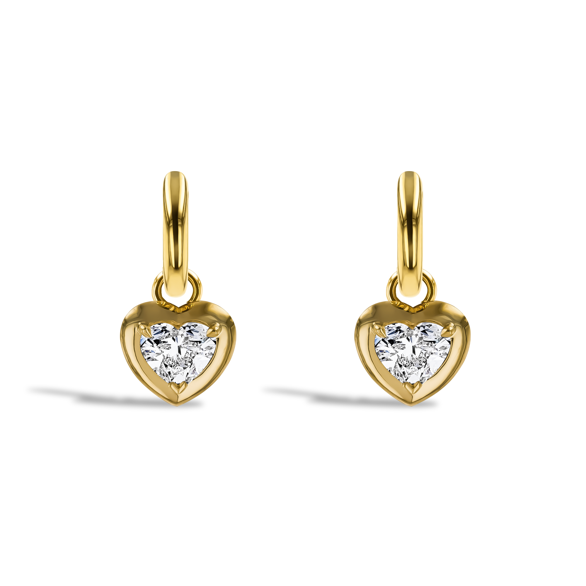 Skimming Stone 1.41ct Heartshape Diamond Drop Hoop Earrings Heart & Brilliant Cut, Claw Set_2