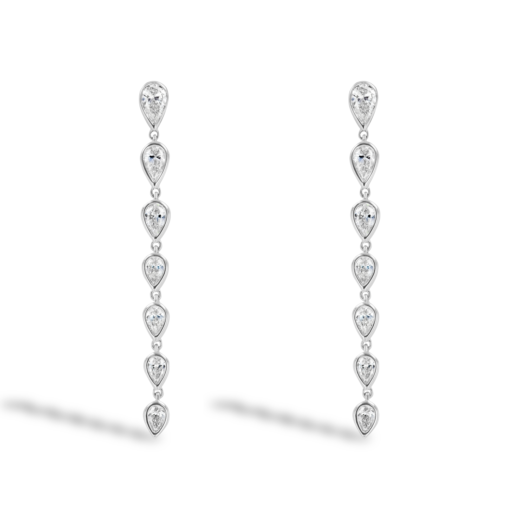 Pear Shaped 1.73ct Diamond Drop Earrings Pear Shaped, Rubover Set_1