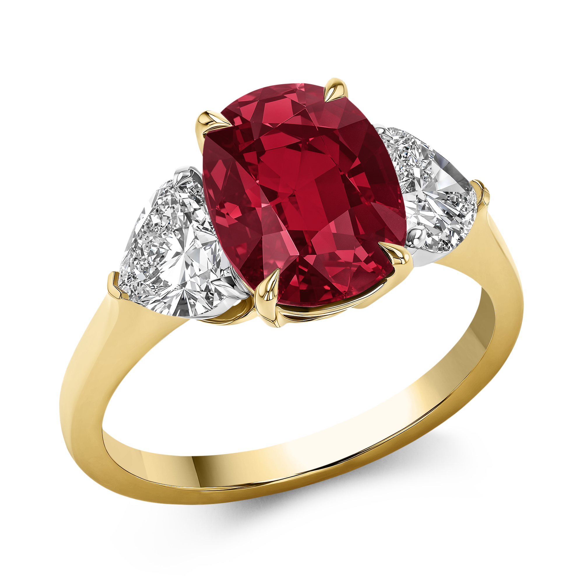 Mozambique Oval Cut Ruby Ring with Diamond Shoulders Oval Cut, Four Claw Set_1