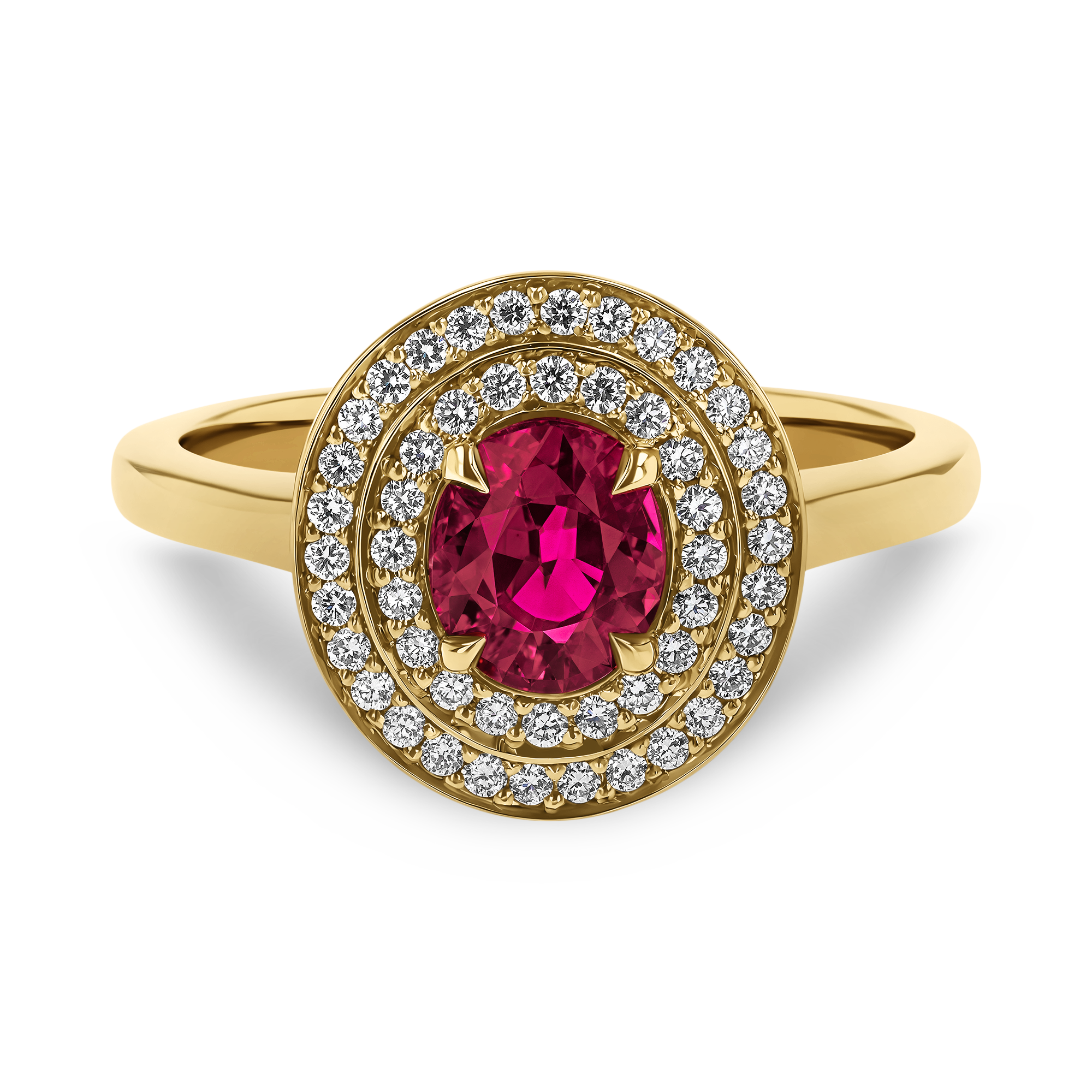 Oval Cut 1.08ct Ruby and Diamond Target Ring Oval Cut, Claw Set_2