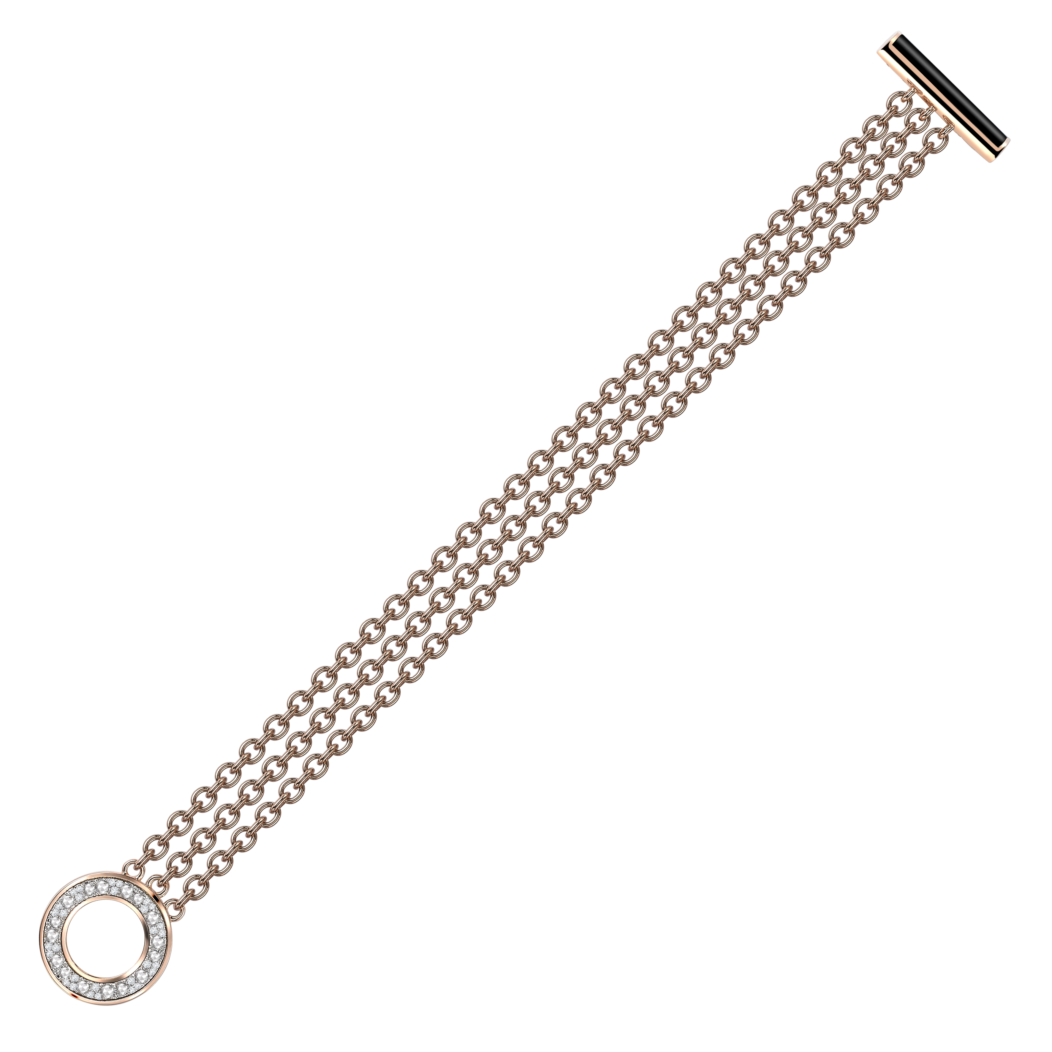 Onyx and Brilliant Cut Diamond Chain Bracelet Brilliant Cut, Pave Set_1