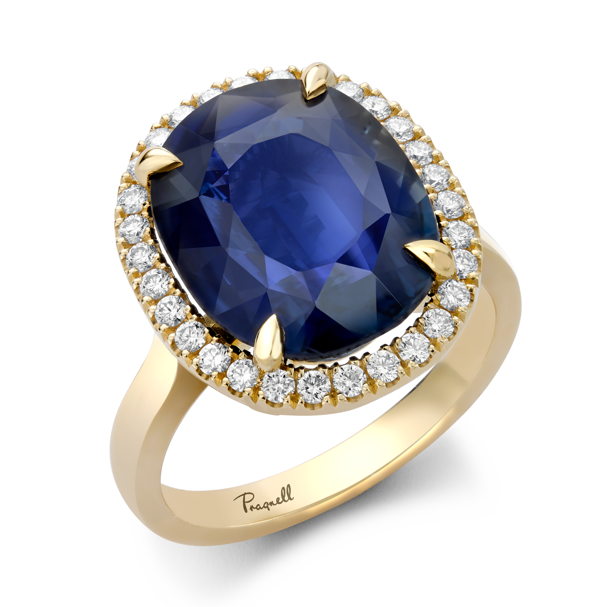 Sapphire and Diamond Cluster Ring Oval Cut, Four Claw Set_1