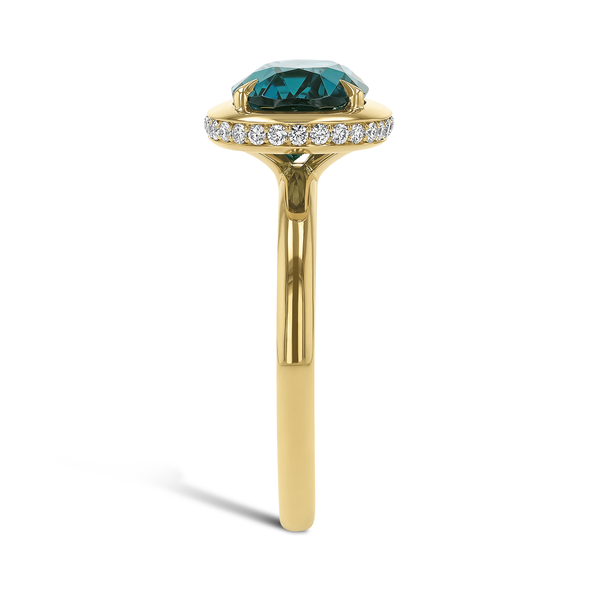 Skimming Stone 3.13ct Namibian Tourmaline and Diamond Ring Oval Cut, Claw Set_4