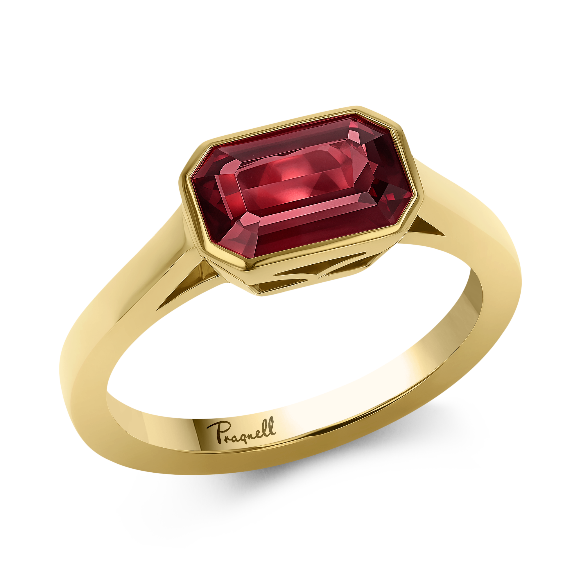 Kingdom 2.07ct Ruby Solitaire Ring Octagon Cut, Rubover Set_1