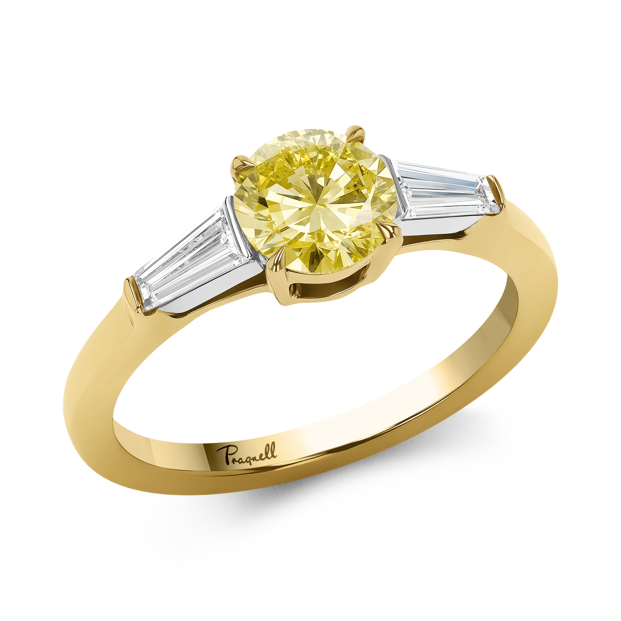 Regency Brilliant Cut 0.89ct Fancy Intense Yellow Diamond Ring Brilliant cut, Claw set_1