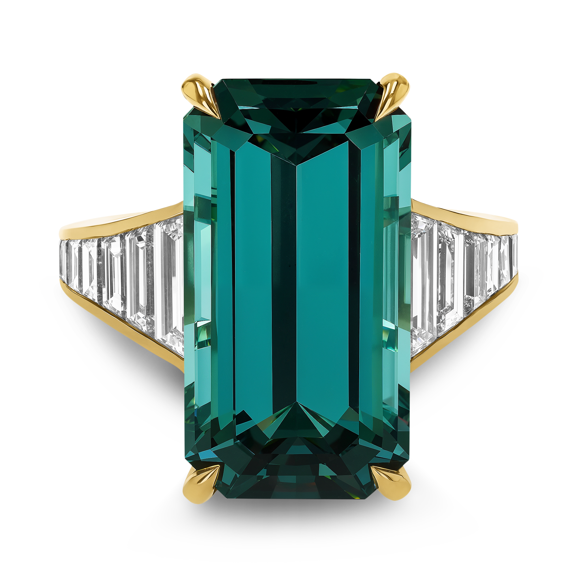 Masterpiece 10.28ct Namibia Tourmaline and Diamond Ring Emerald Cut, Claw Set_2