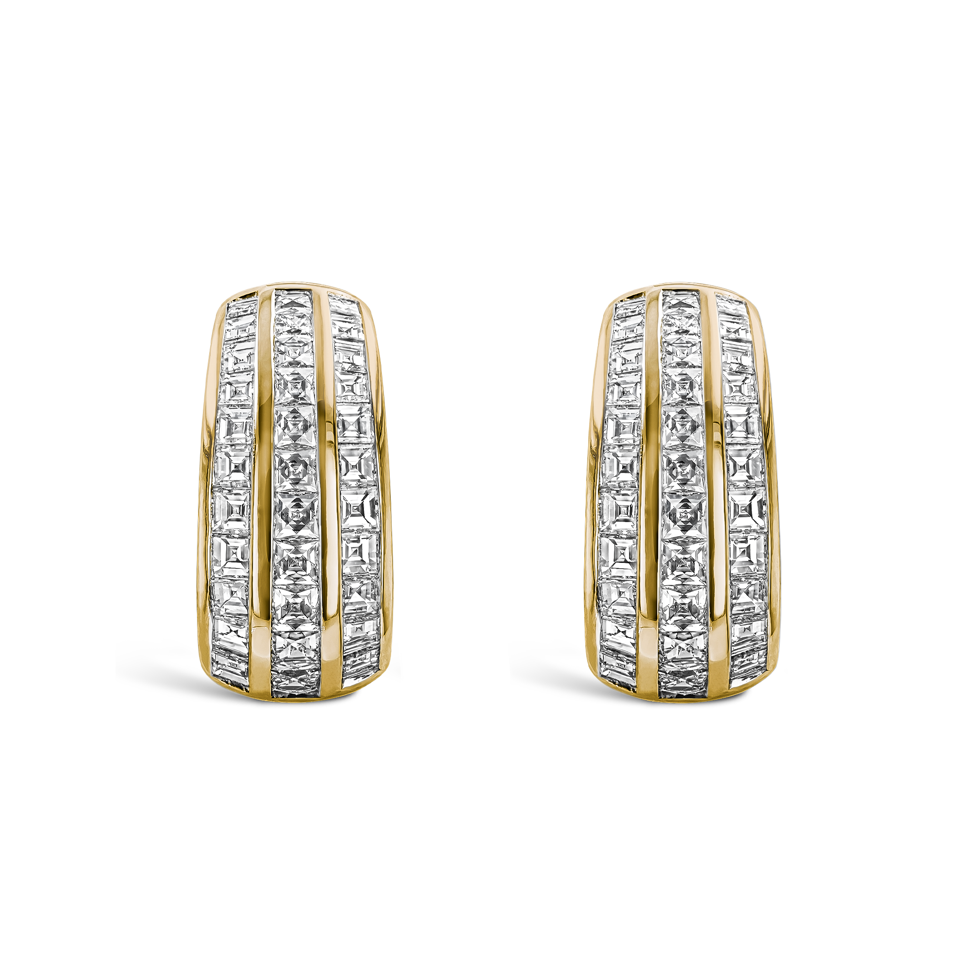 Manhattan 1.36ct Three Row Huggie Earrings Carre Cut, Channel Set_1