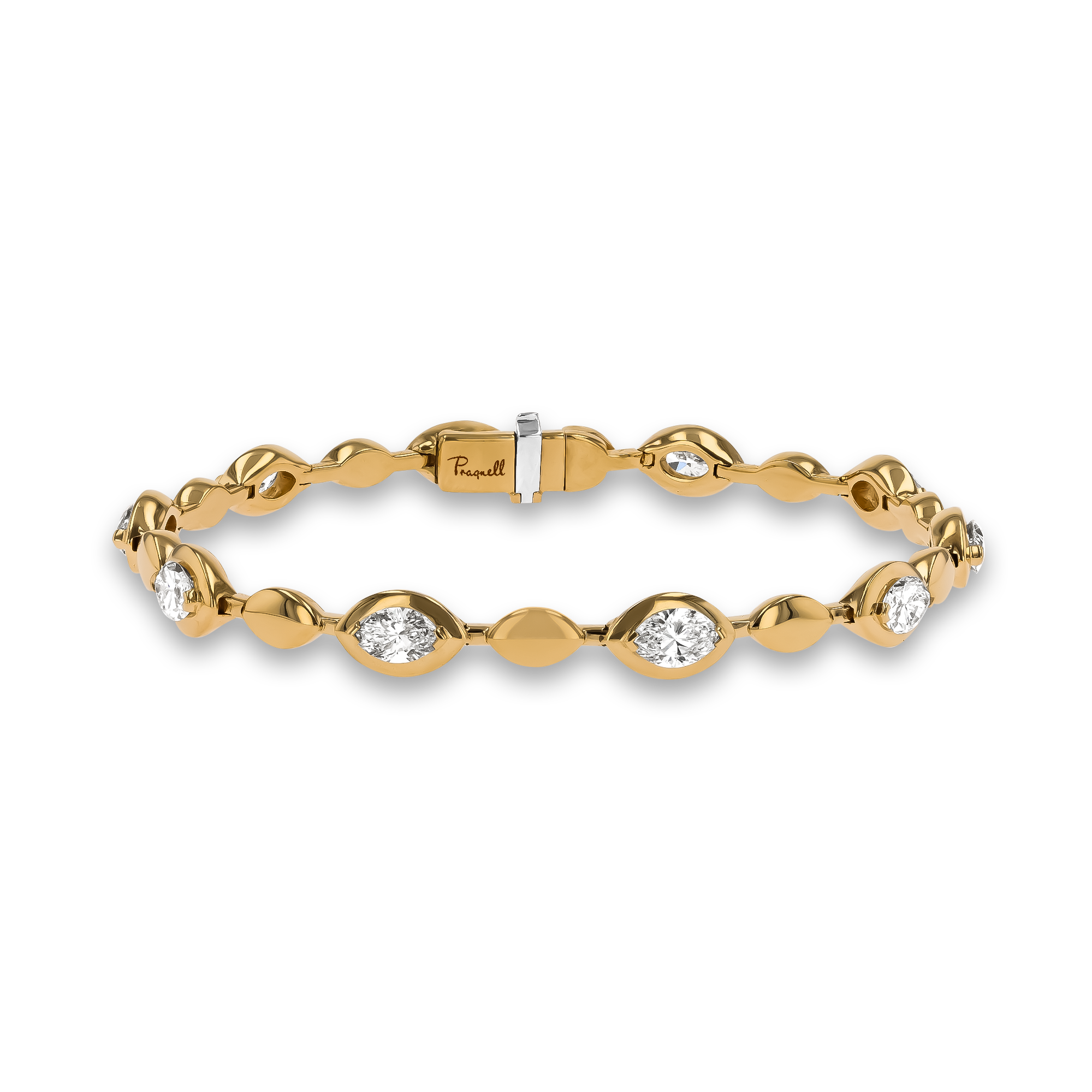 Skimming Stone 4.10ct Marquise Diamond Line Bracelet Marquise Cut, Claw Set_1