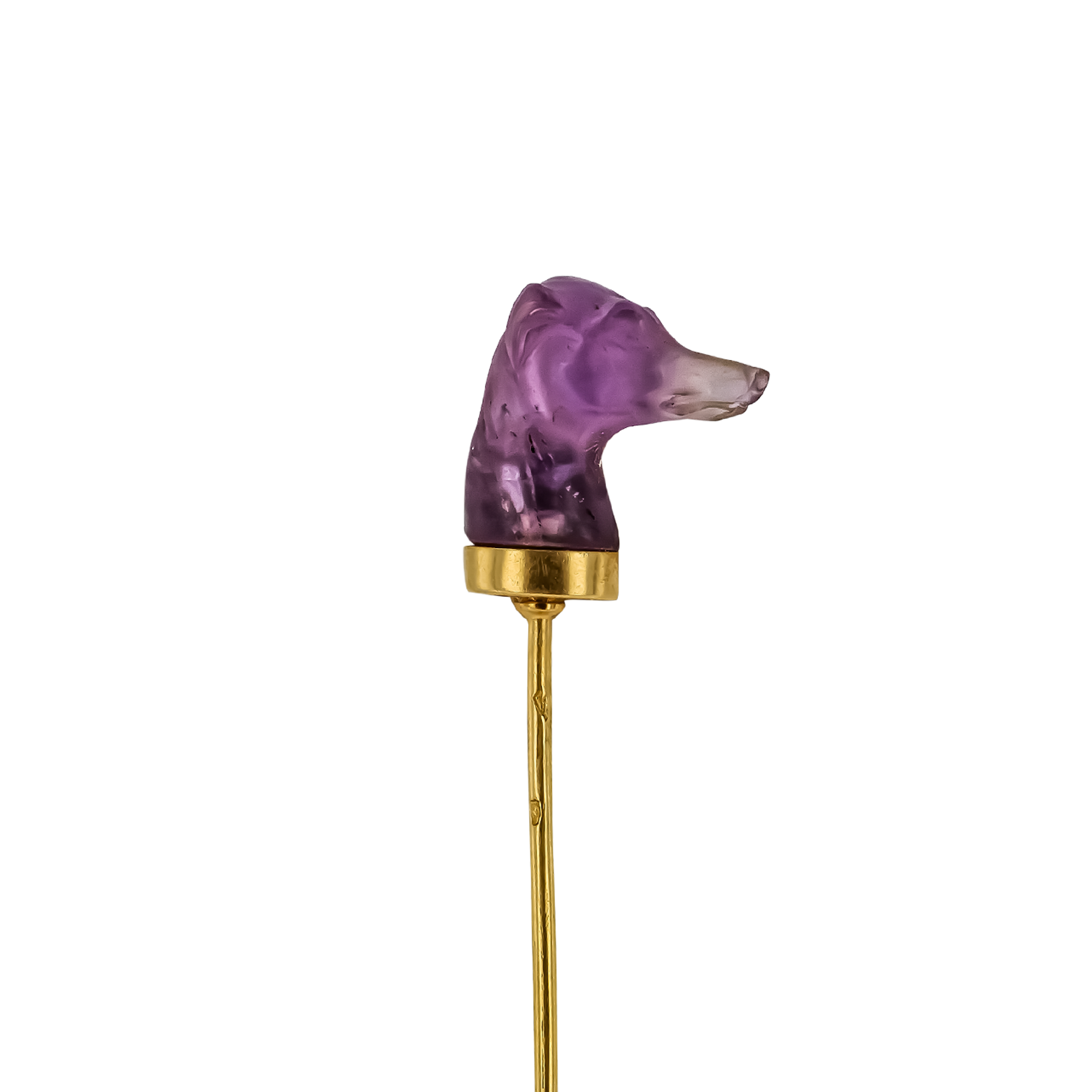 Belle Epoque Amethyst Greyhound Head Stick Pin _3