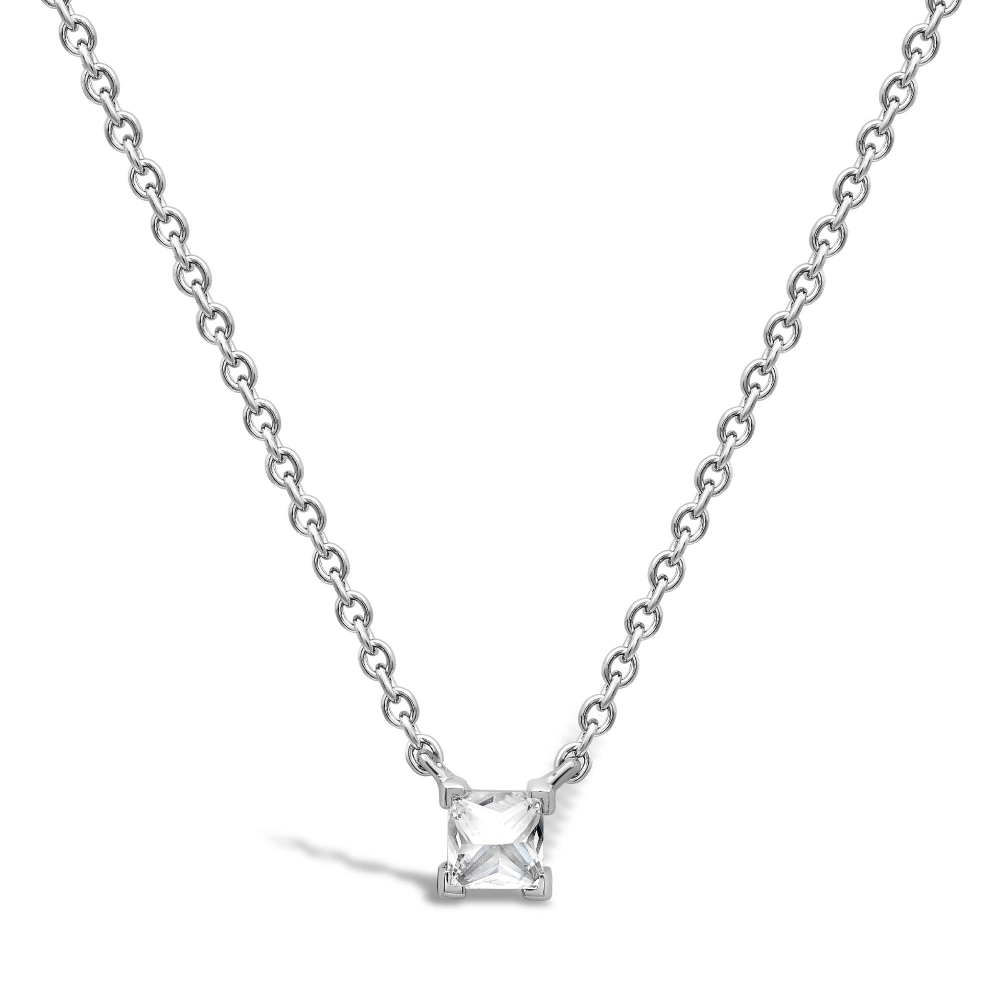 RockChic Diamond Solitaire Necklace Princess Cut, Claw Set_1