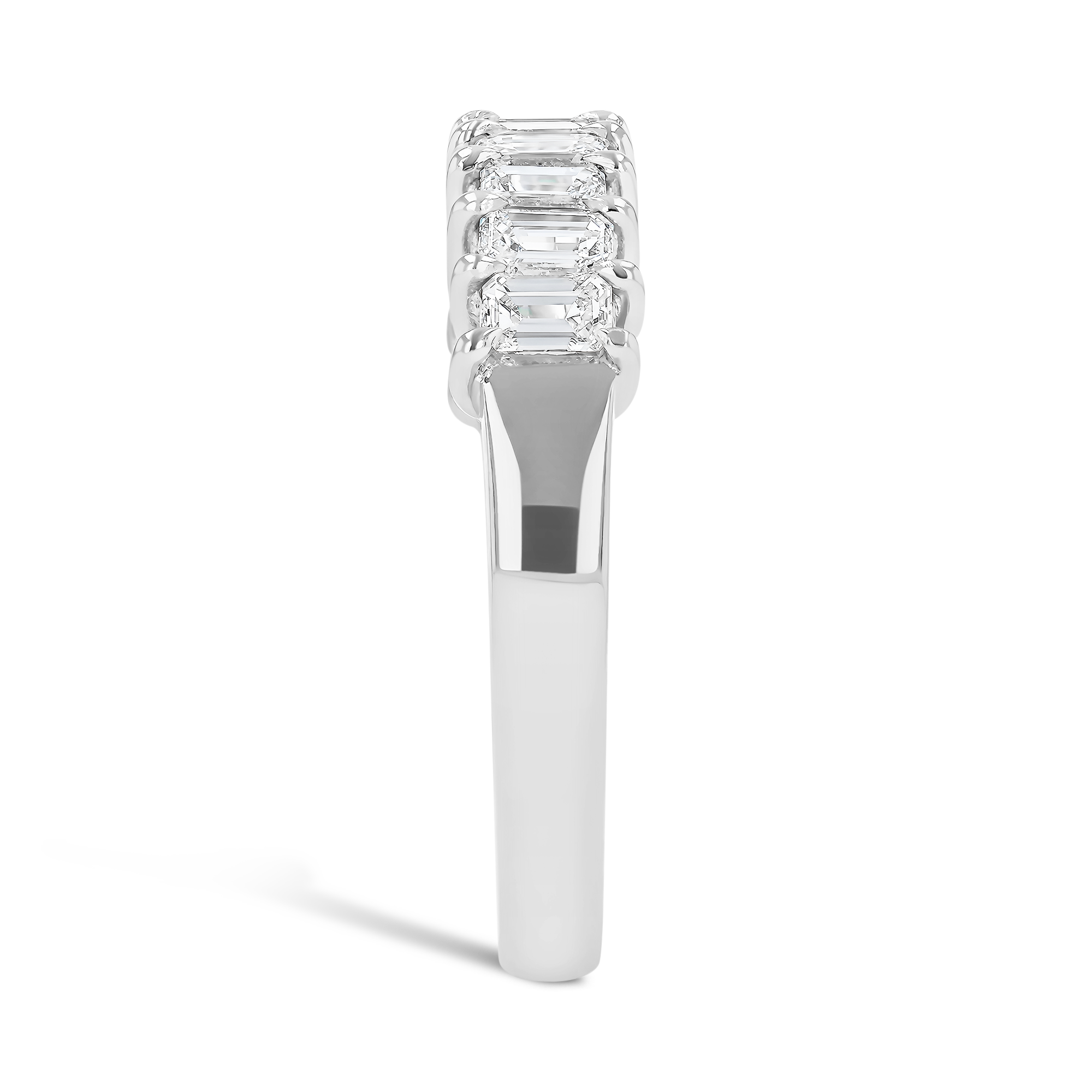 Emerald Cut 0.98ct Diamond Half Eternity Ring Emerald Cut, Claw Set_4