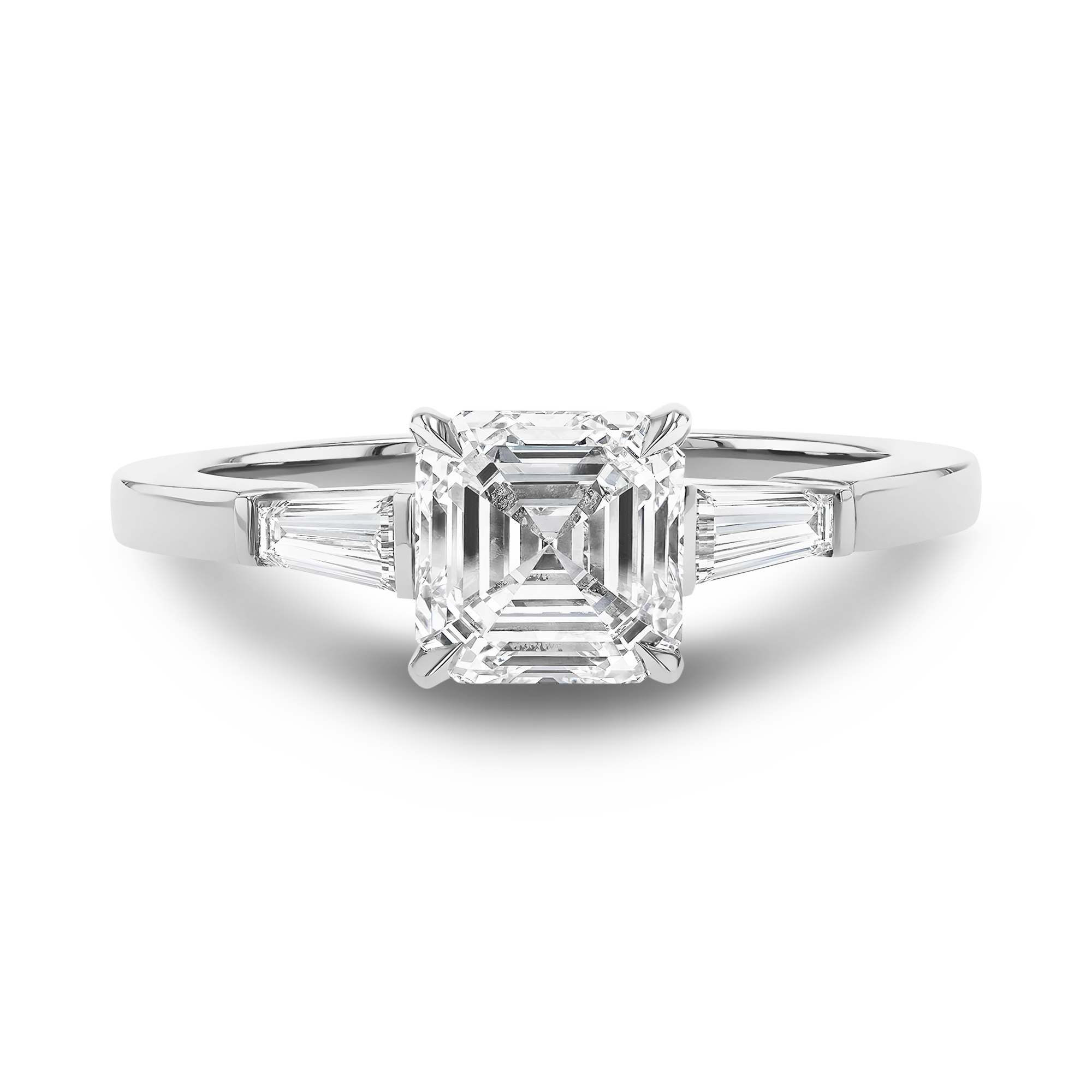 Asscher Cut 1.51ct Diamond Ring Asscher & Baguette Cut, Claw Set_2