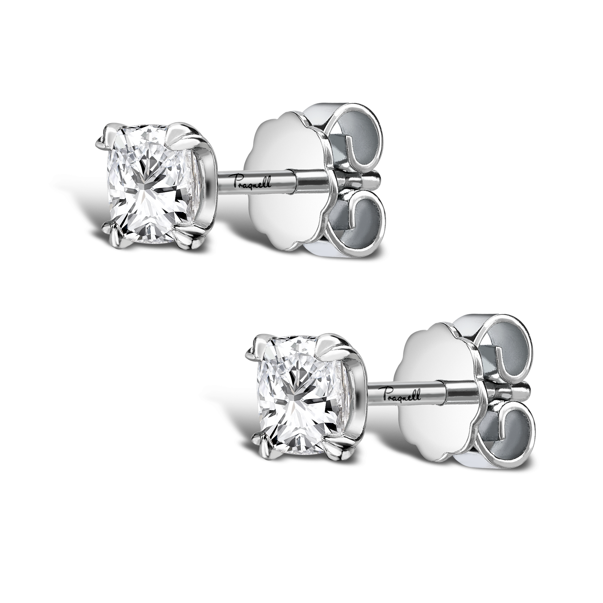 Windsor 0.93ct Cushion Diamond Ear Studs Cushion Cut, Claw Set_2