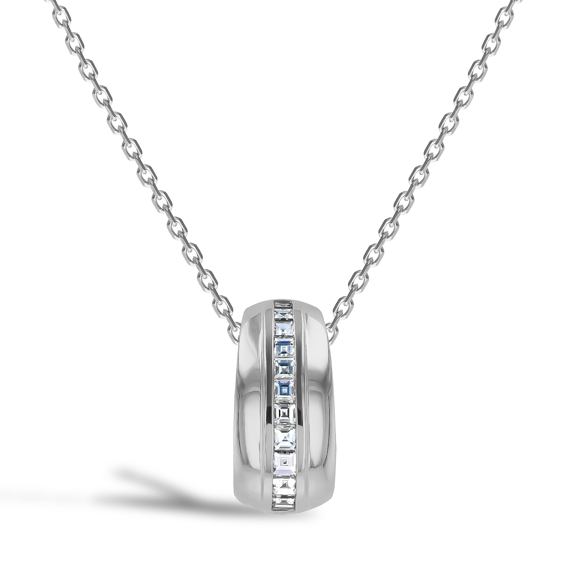 Manhattan 0.25ct Single Row Diamond Pendant Carre Cut, Channel Set_1