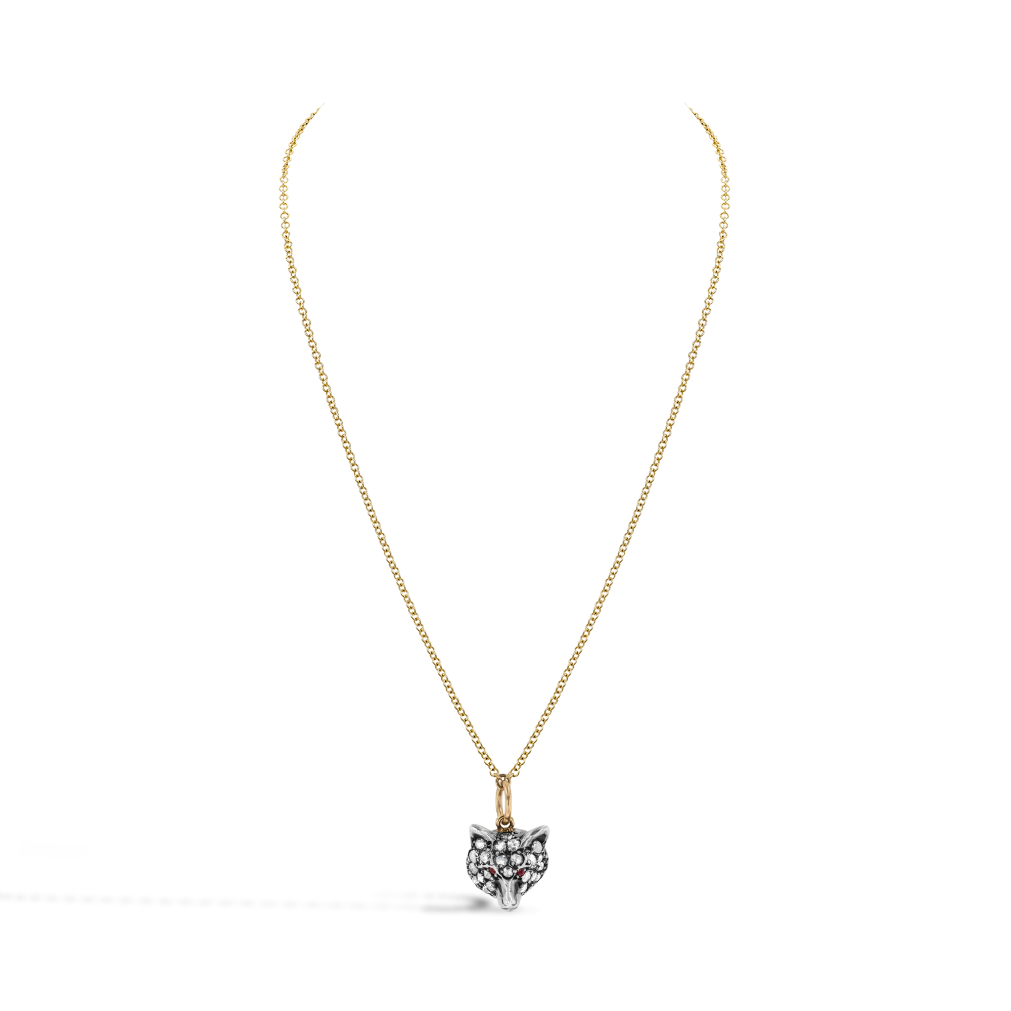 Edwardian Rose Cut Diamond Fox Mask Pendant Rose Cut, Grain Set_2