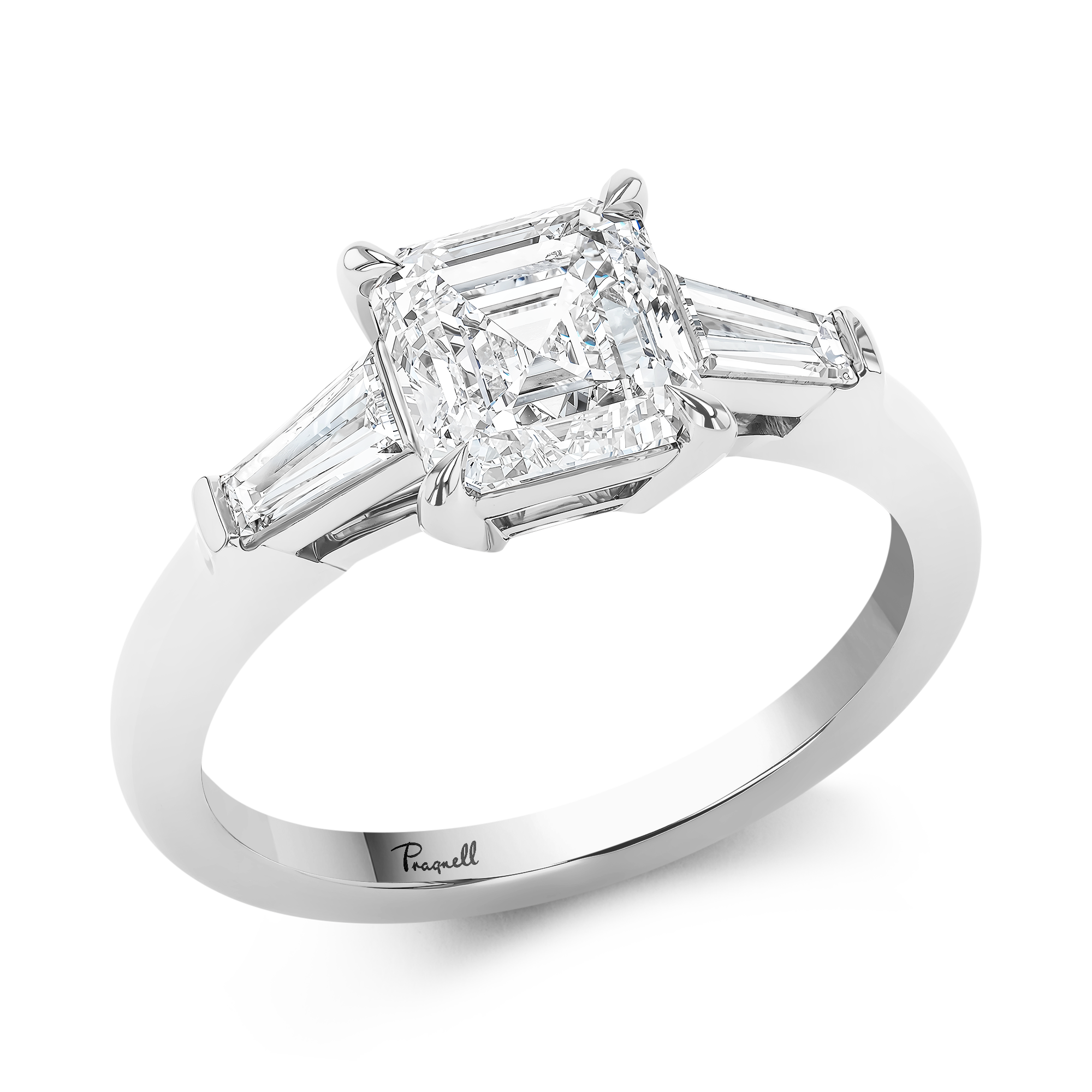 Regency Asscher Cut 1.70ct Diamond Ring Asscher & Baguette Cut, Claw Set_1