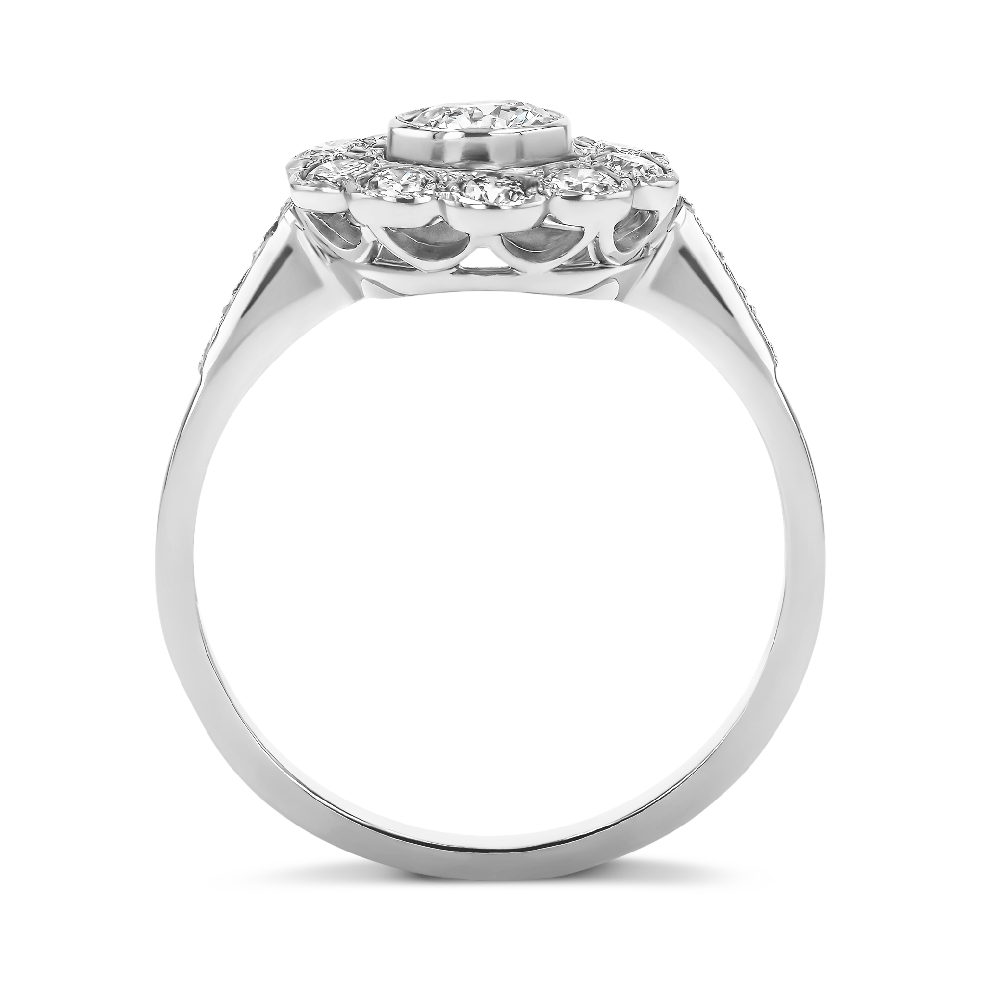 Brilliant Cut 0.80ct Diamond Cluster Ring Brilliant Cut, Millegrain Set_3